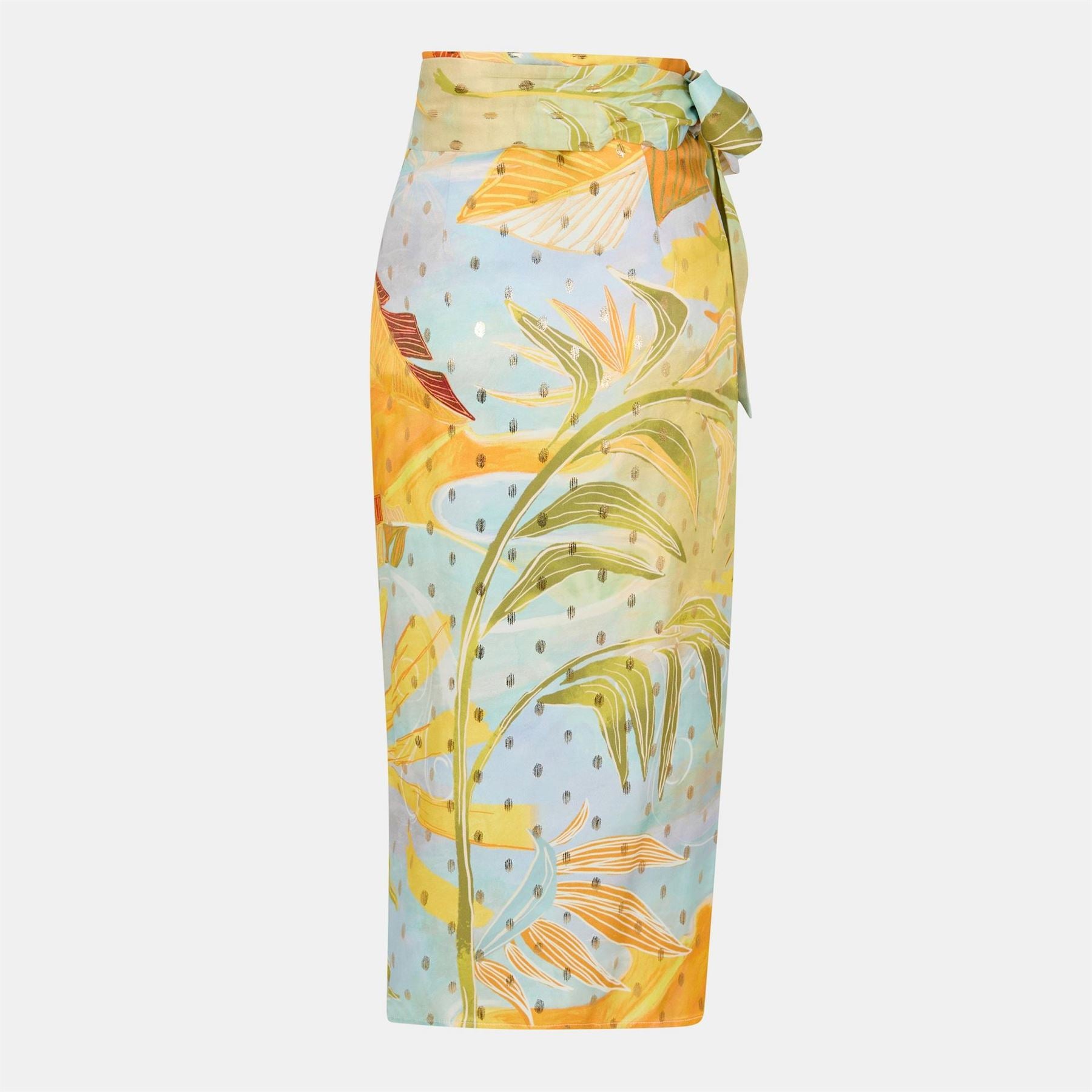 Never Fully Dressed Sky Jaspre Midi Floral Patterned Wrap Skirt