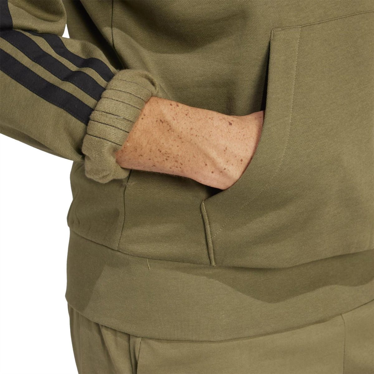 adidas Mens Fleece 3 Stripes Hoodie