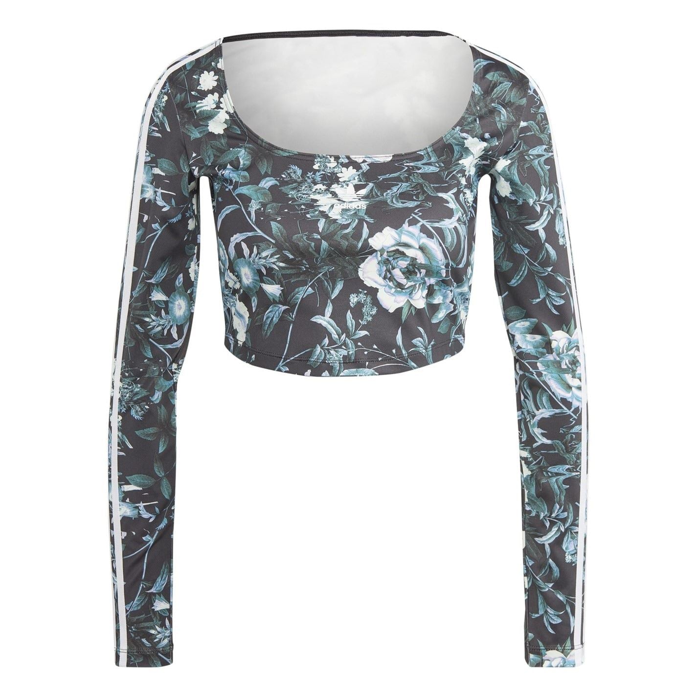 adidas Originals Flwr Scoop Neck Cropped Slim Fit Blouse