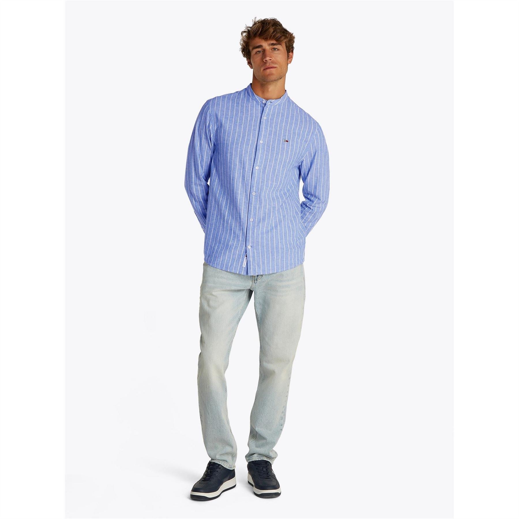 Tommy Jeans Tj Linen Long Sleeve Patterned Shirt