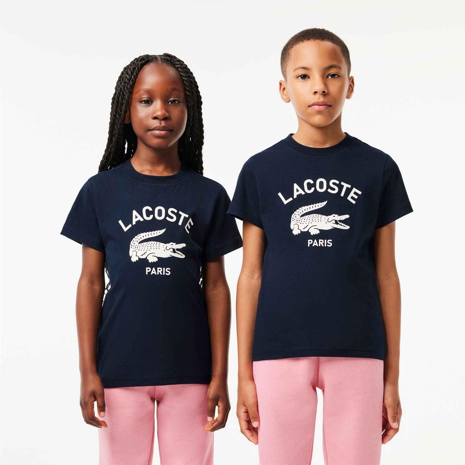 Lacoste Junior Crocodile Print Lacoste Lettering Regular Fit Crew Neck T-Shirt