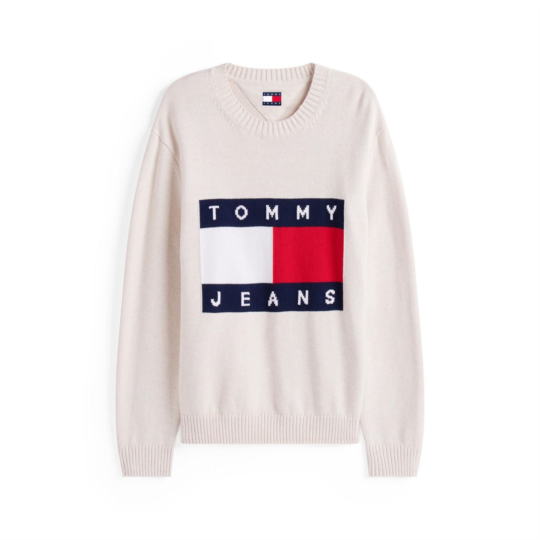 Tommy Jeans Flag Graphic Rib Crew Neck Long Sleeve Sweater
