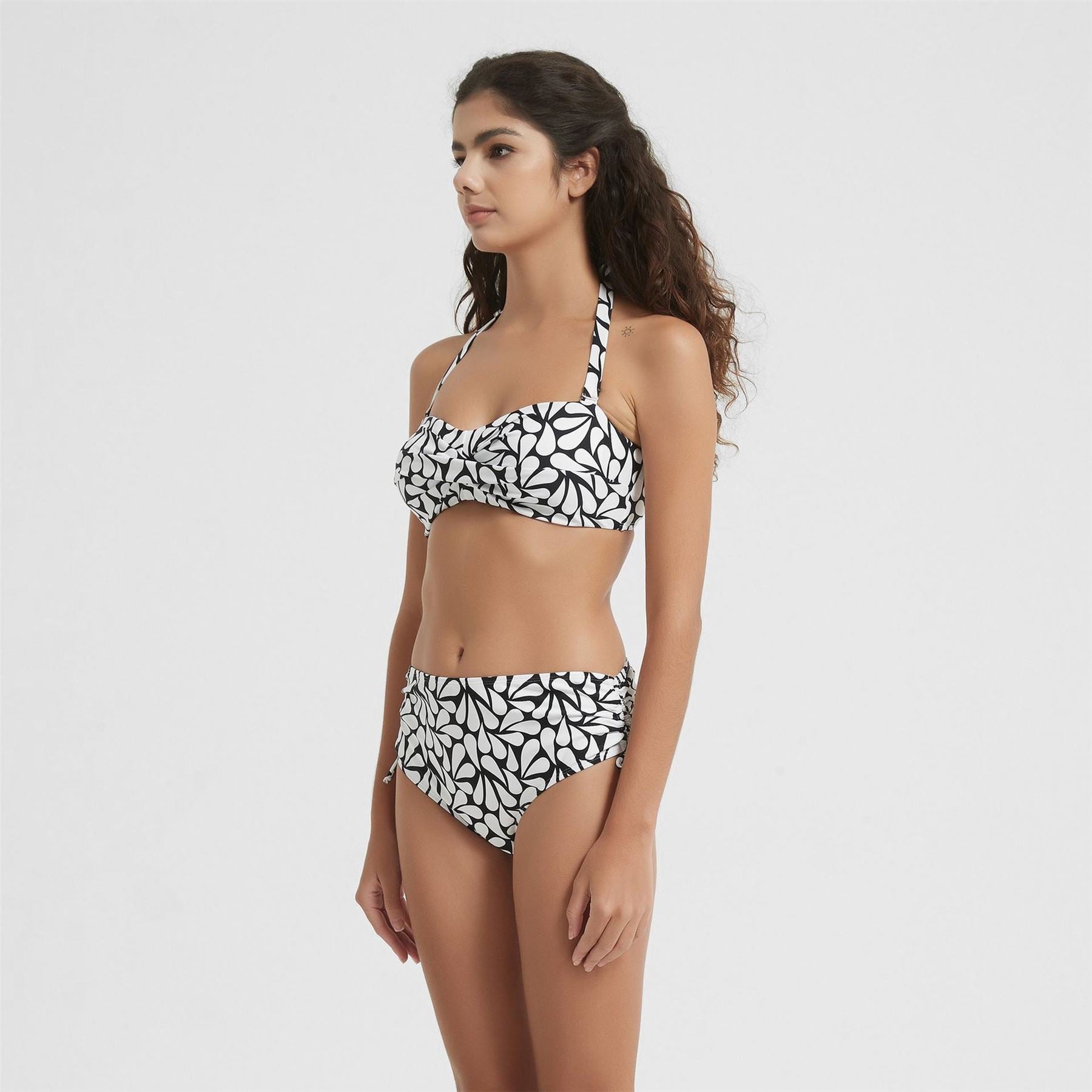 Be You Ruched Front High Waisted Bikini Bottoms