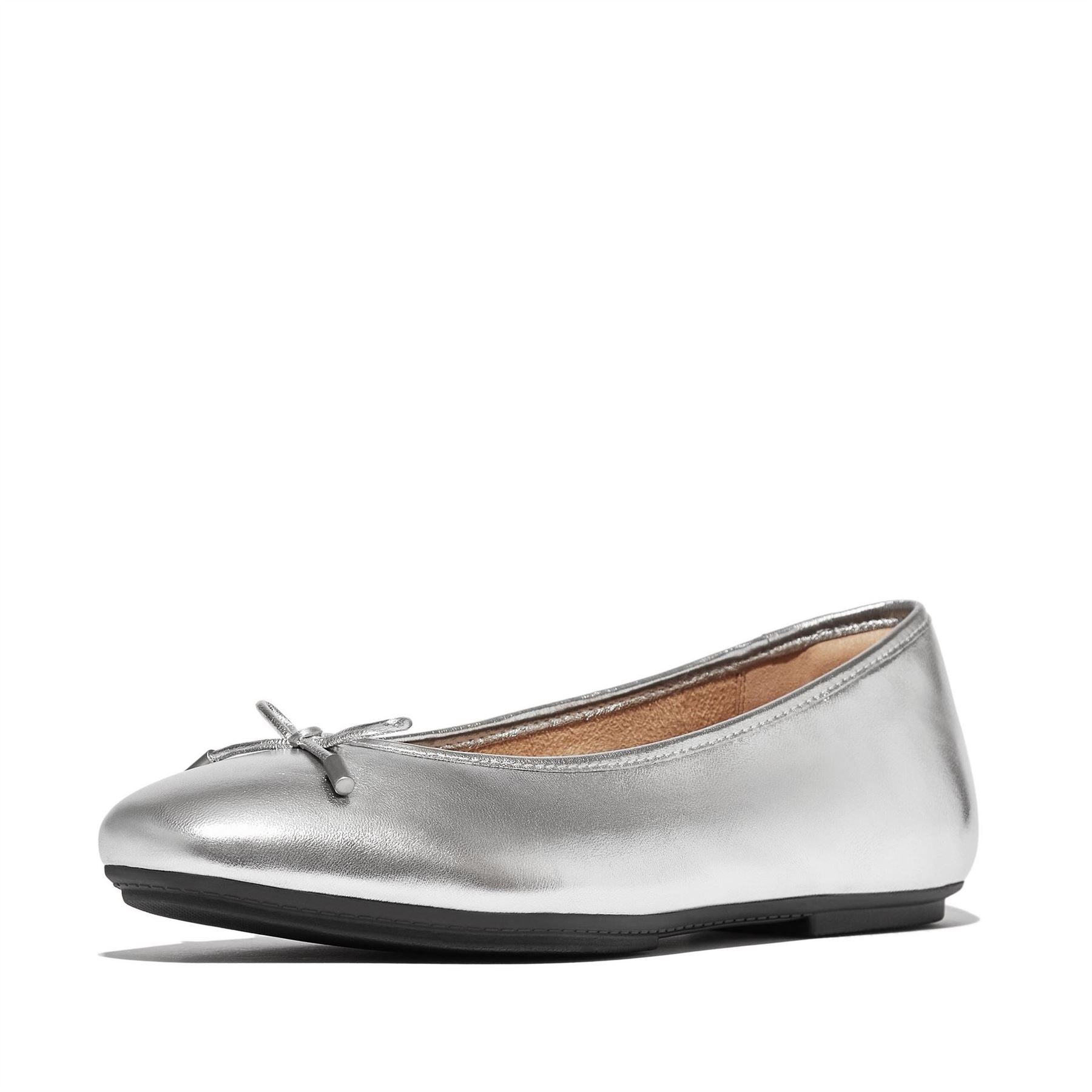 FitFlop Bow Metallic Round Toe Flat Heel Pumps