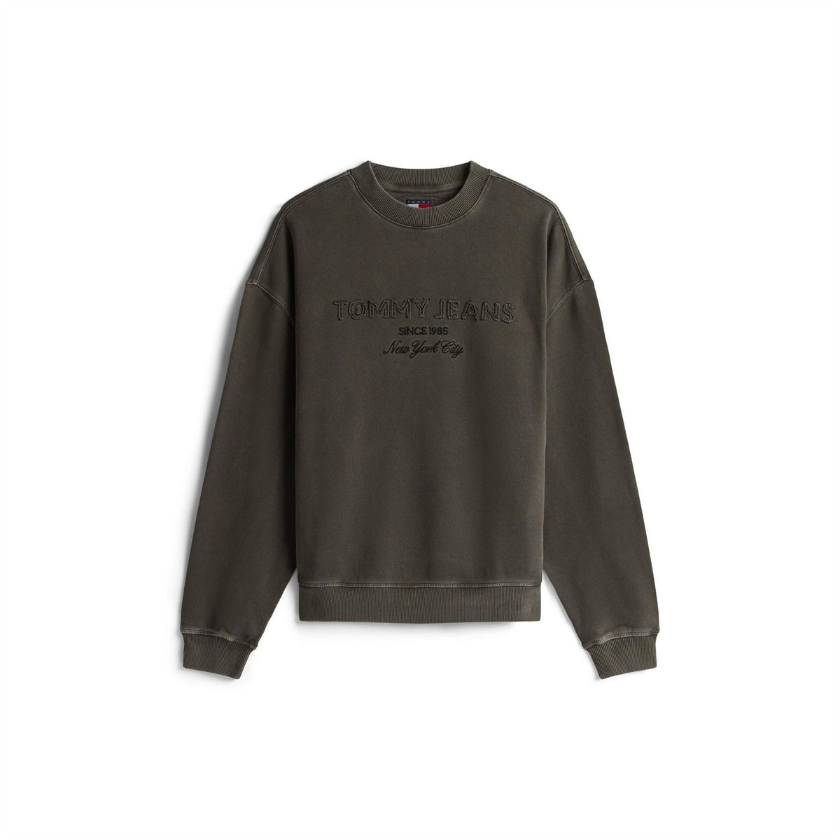 Tommy Jeans Embroidered Crew Neck Ribbed Collar Long Sleeve Sweatshirt