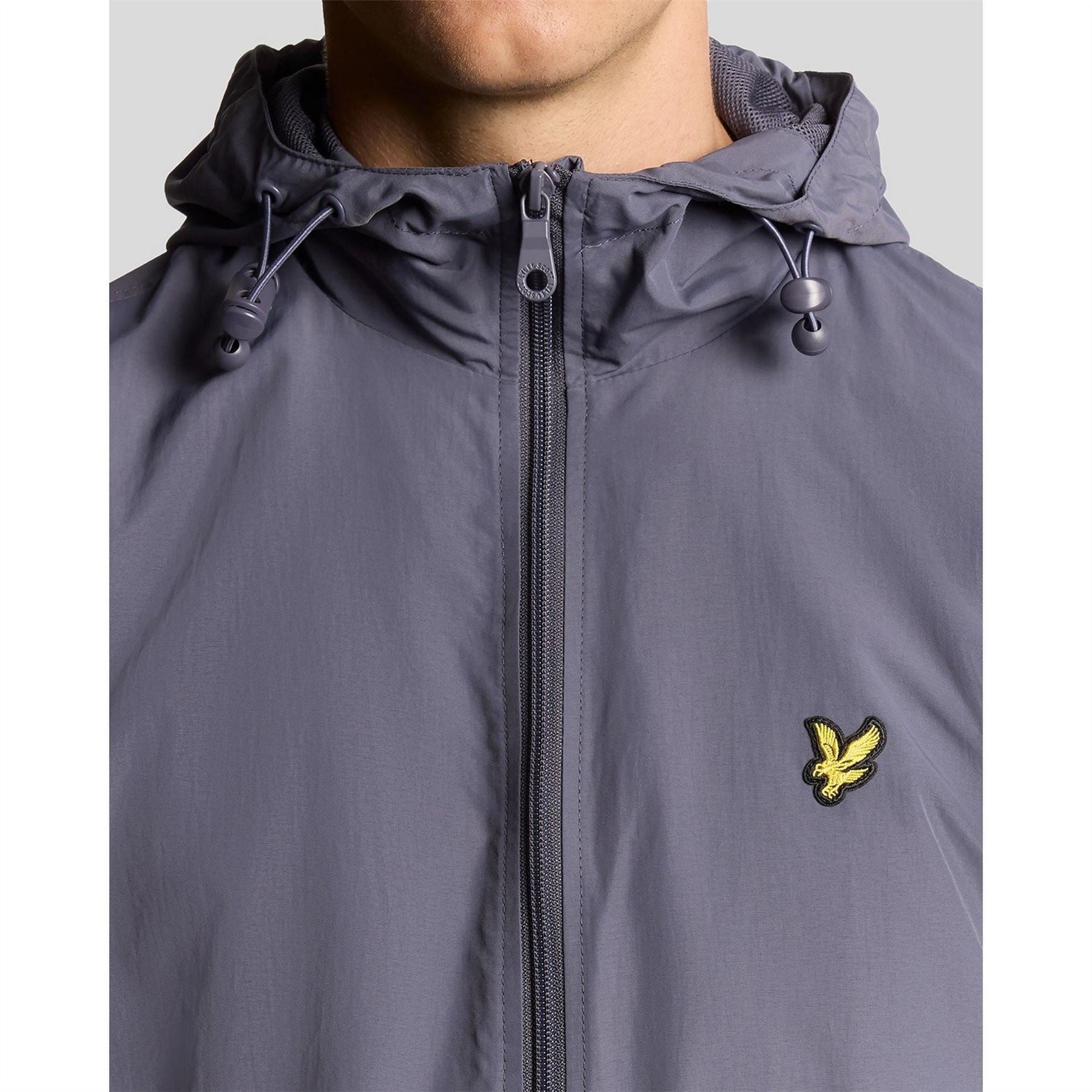 Lyle and Scott Zip Through Cotton Wind Resistant Long Sleeve Hooded Rain Anorak