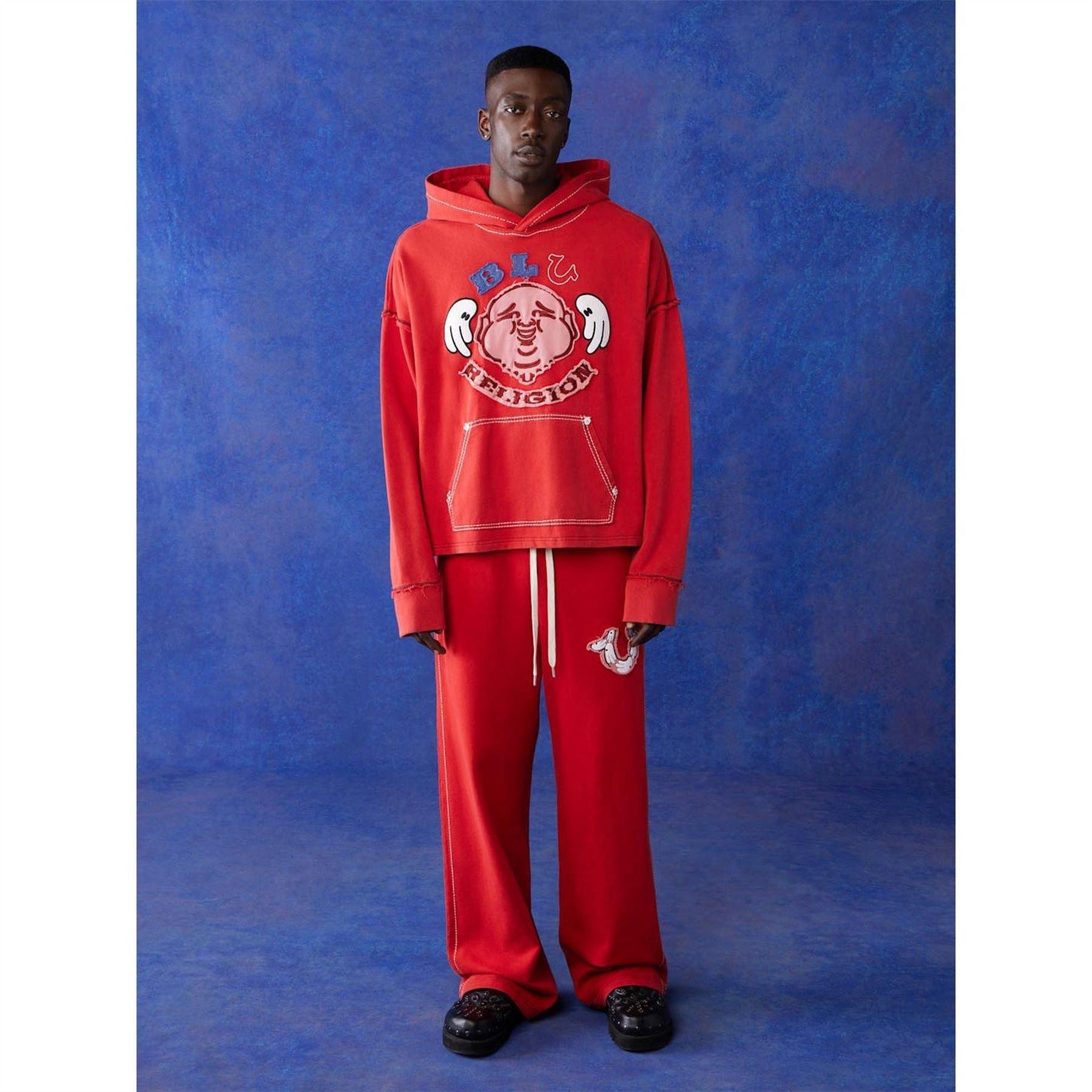 True Religion Wide Leg Open Hem Sweatpants