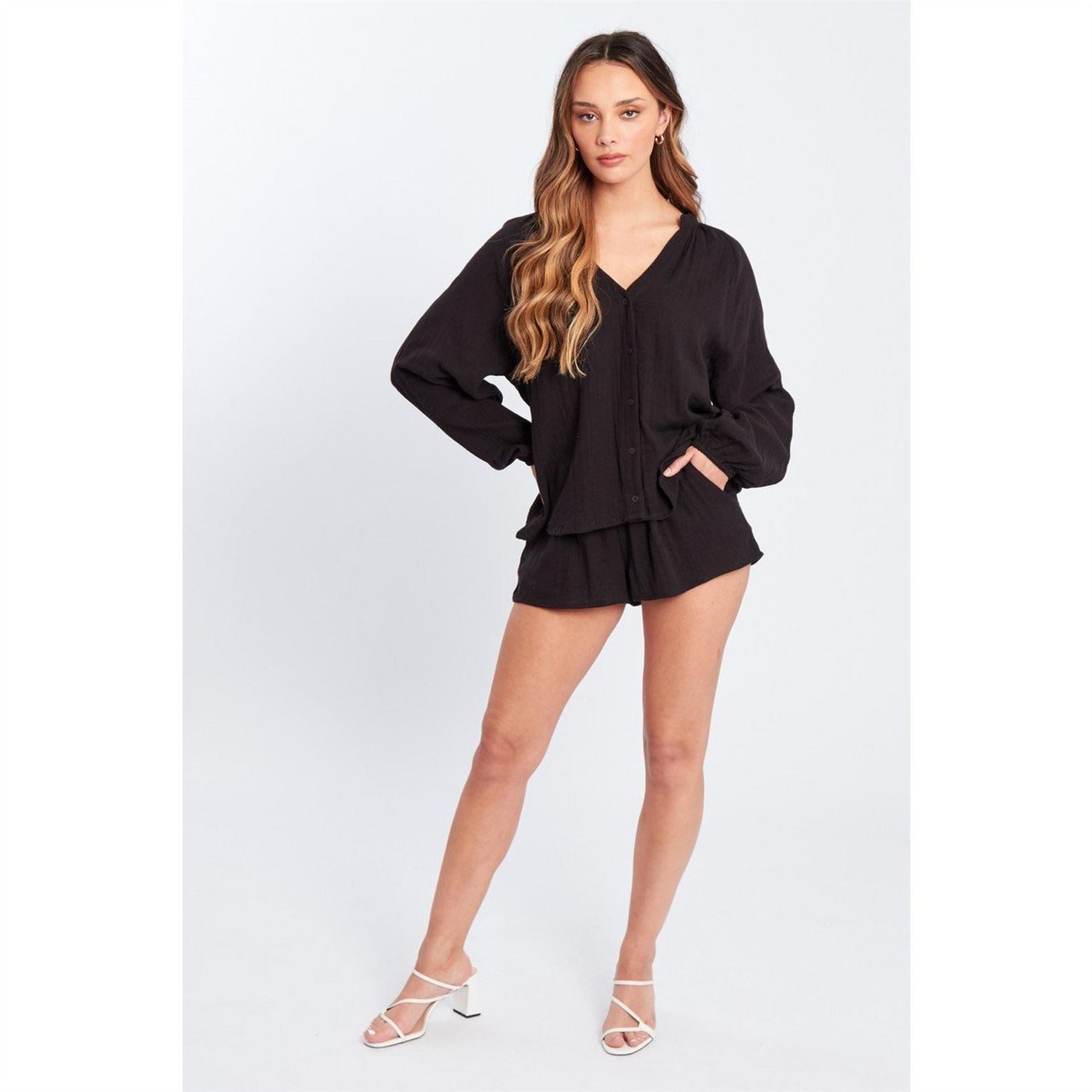 Influence V-Neck Long Sleeve Blouse and Set