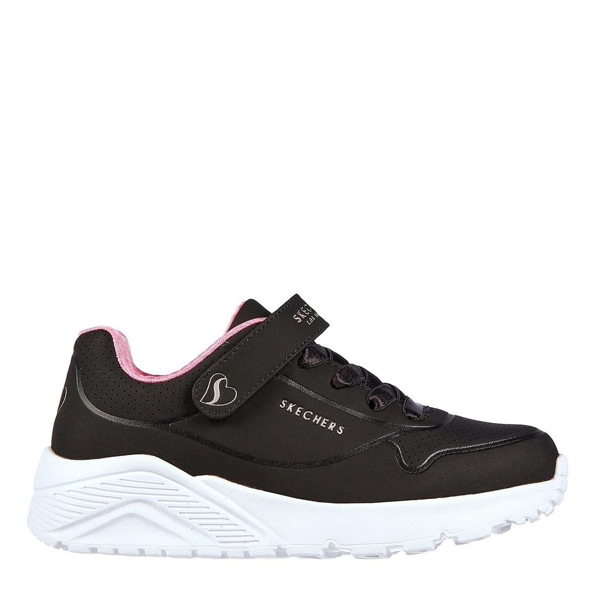 Skechers Duraleather W Metallic Heel Lace Up Low Top Trainers Girls