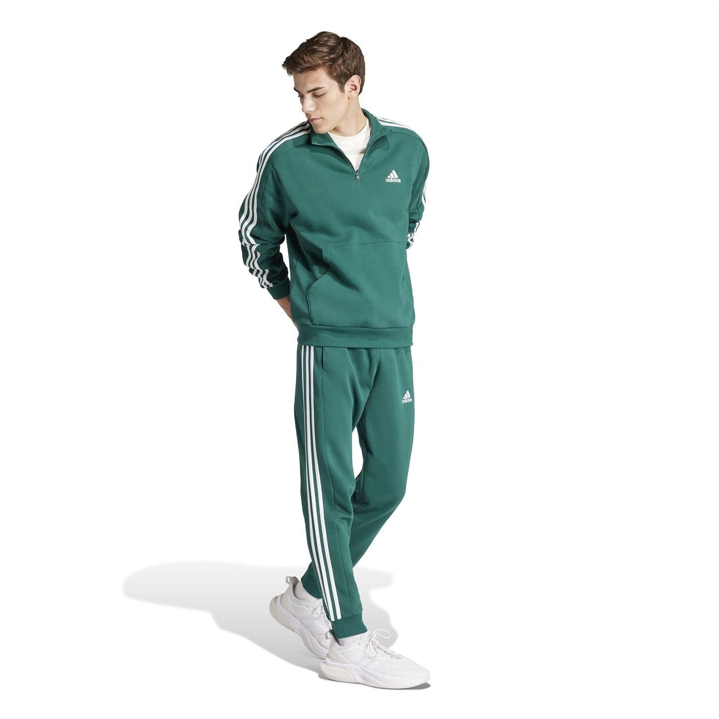 adidas Fleece Tapered Cuff 3 Stripes Joggers M