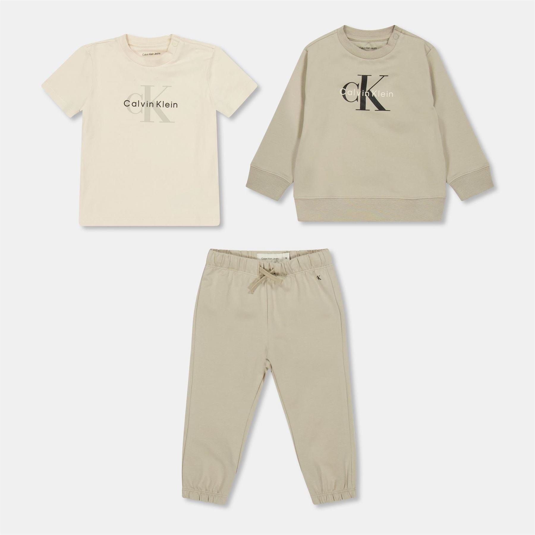 Calvin Klein Jeans Lacoste Lettering Crew Neck Short Sleeve Sweatshirt Jogger Coord Set