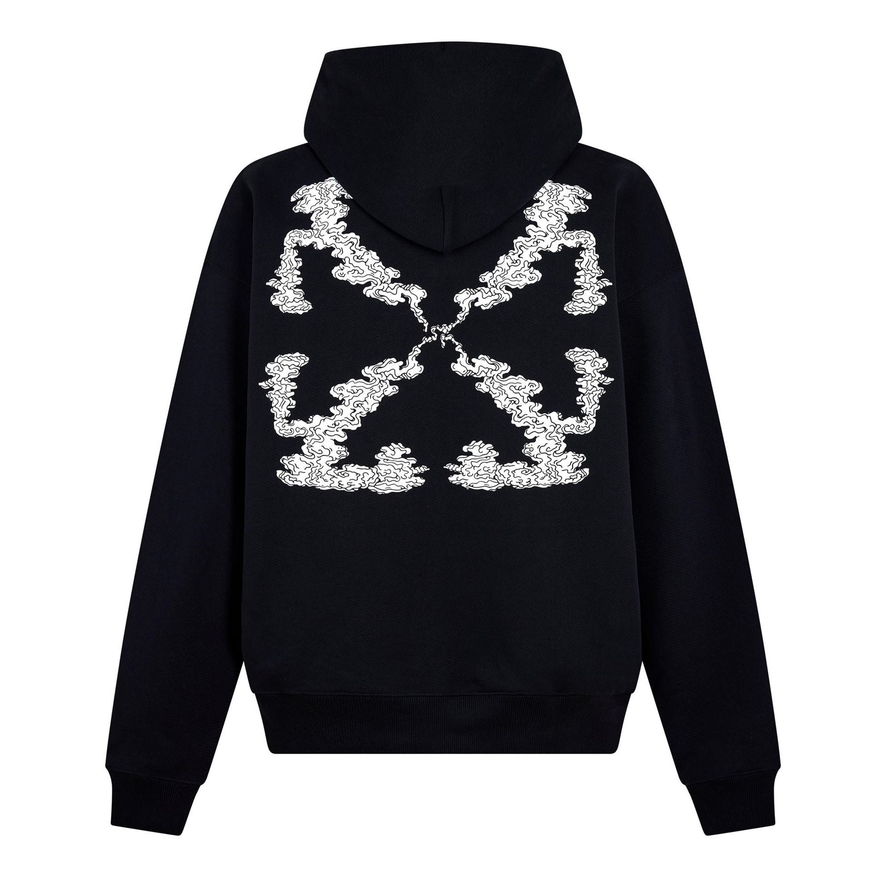 Off White Embroidered Hooded Neck Long Sleeve Sweatshirt