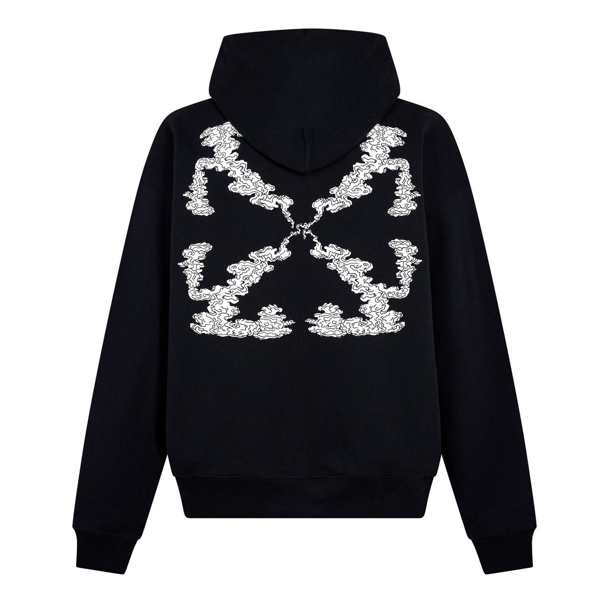 Off White Embroidered Hooded Neck Long Sleeve Sweatshirt