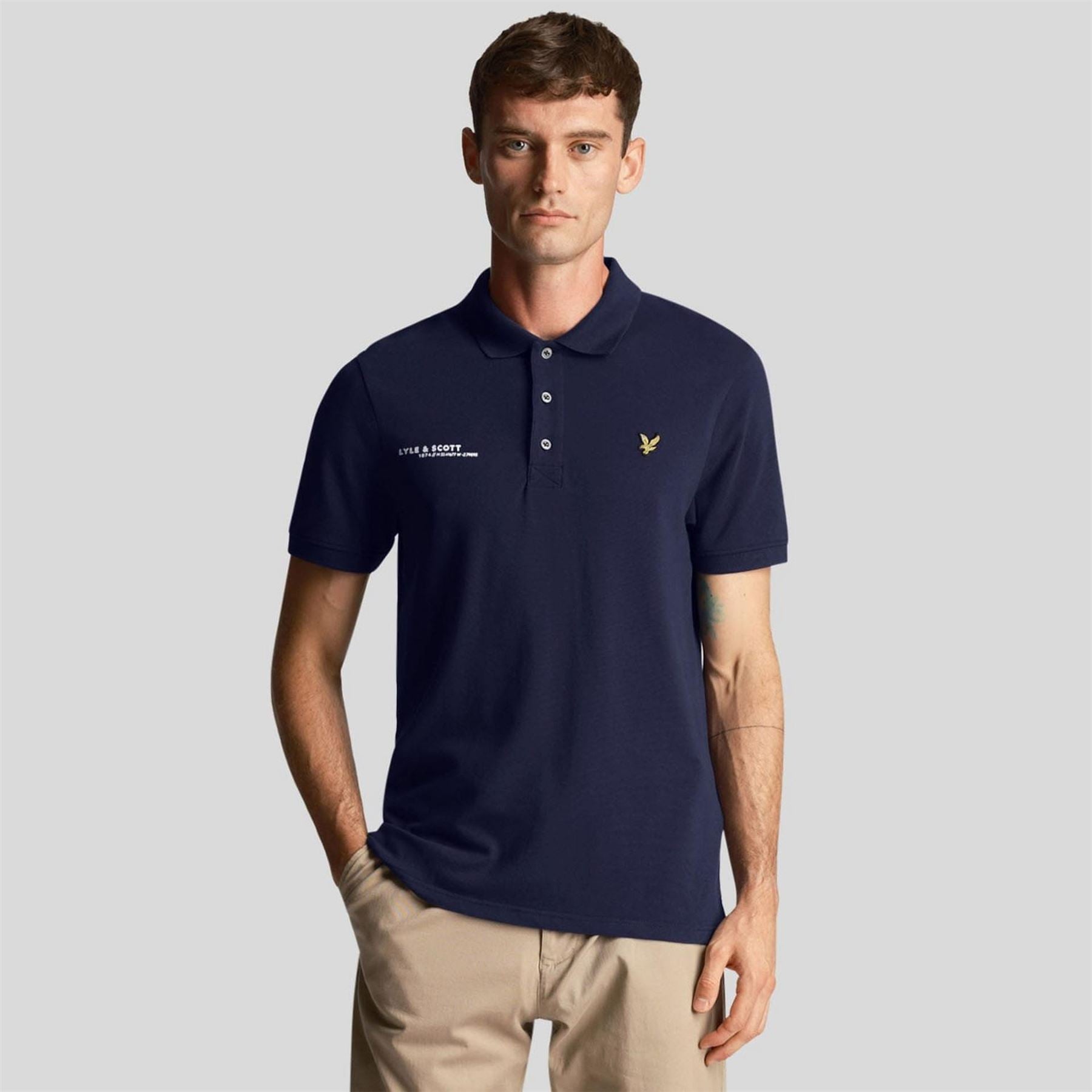 Lyle and Scott Ordinate Print Plain Polo Shirt