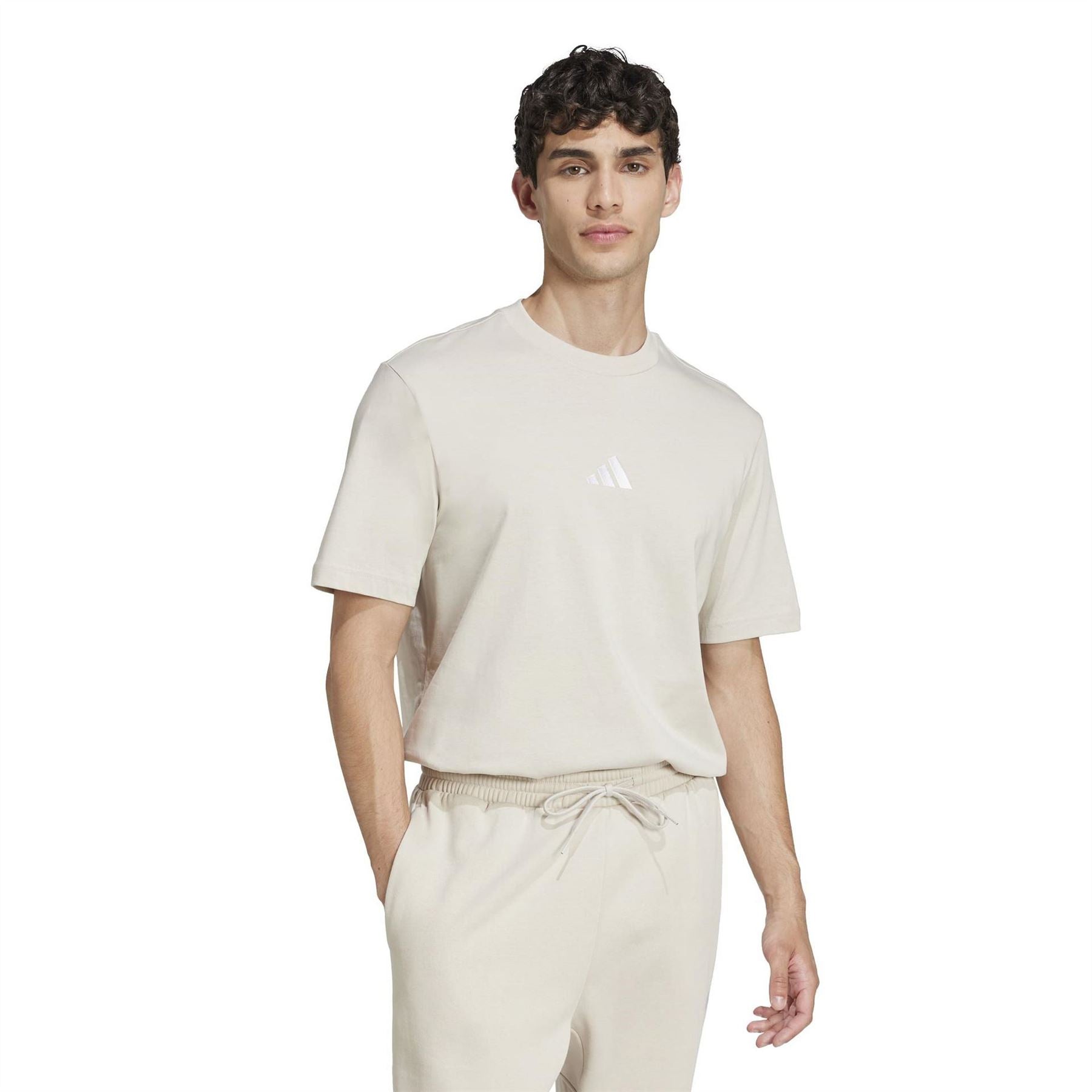 adidas Mens Essentials Single Jersey Linear Embroidered Logo T-Shirt
