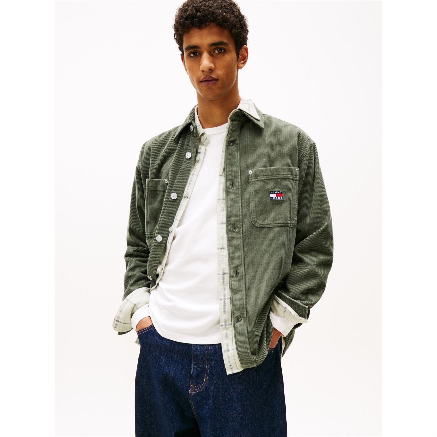 Tommy Jeans Collared Neck Long Sleeve Cord Shirt