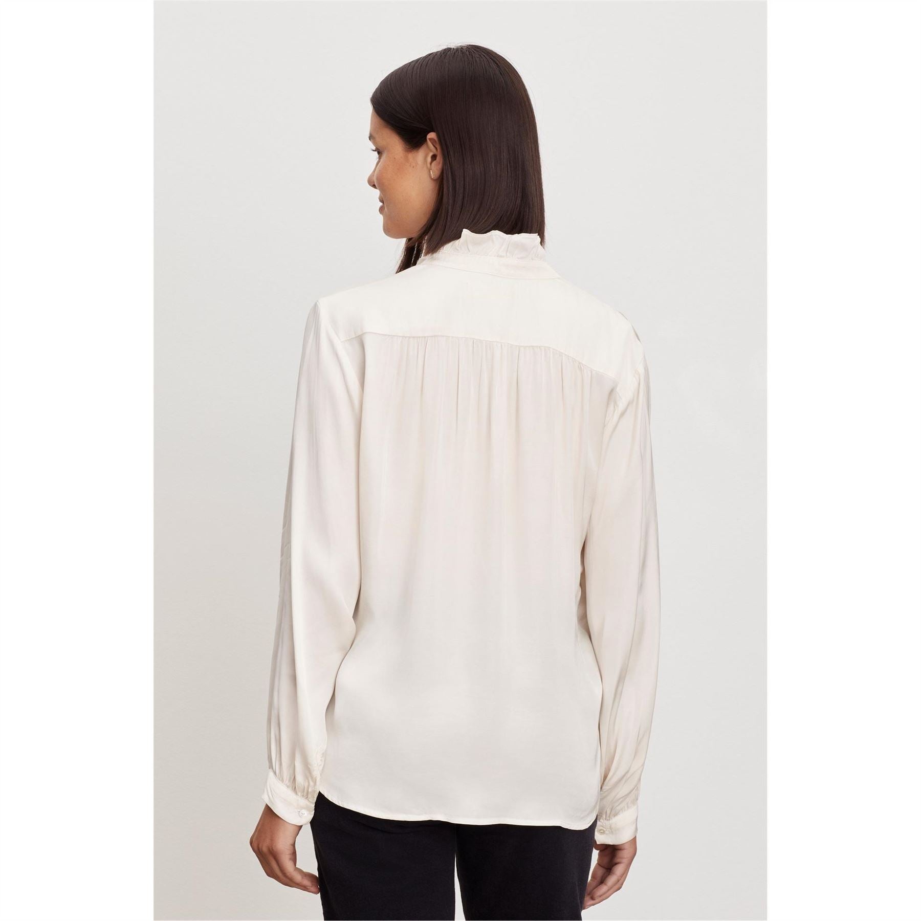 Velvet by Graham and Spencer Regular Fit Ruffle Sleeve V-Neck Blouse