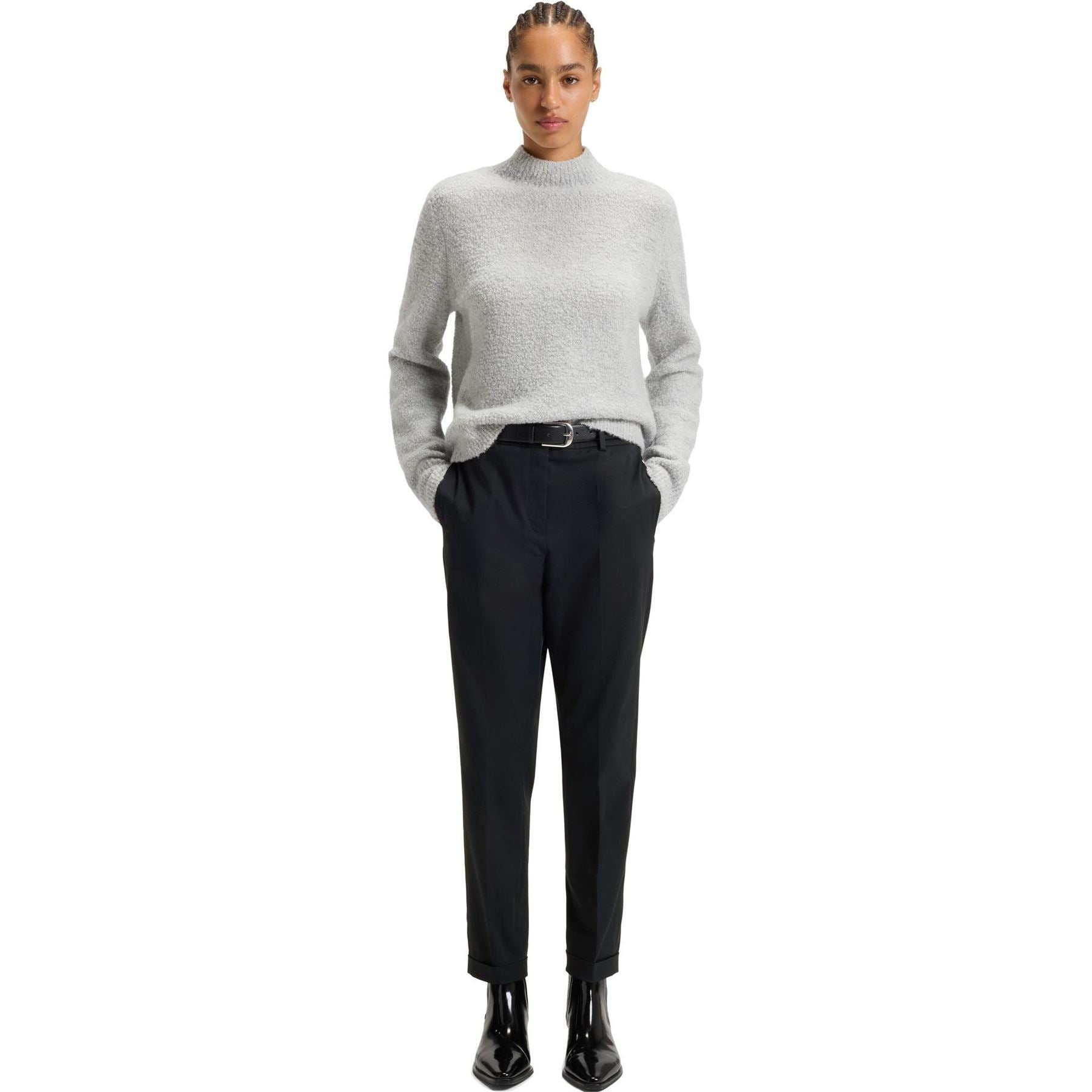 Boss Tachinoa Solid Patterned Straight Chinos