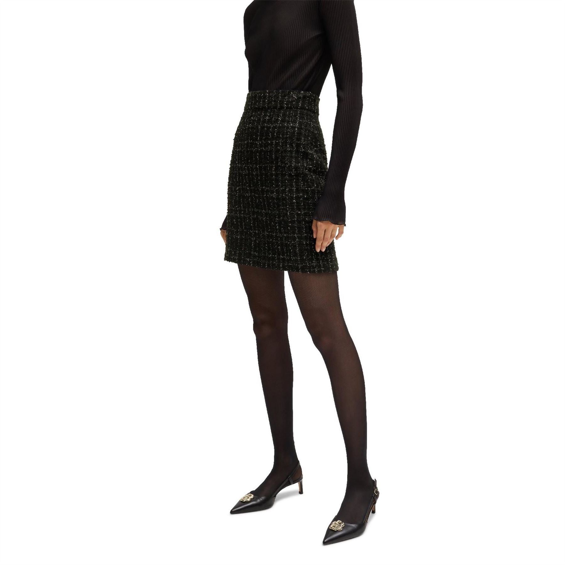 Boss Womens Viliana Mini Plaid Pencil Skirt