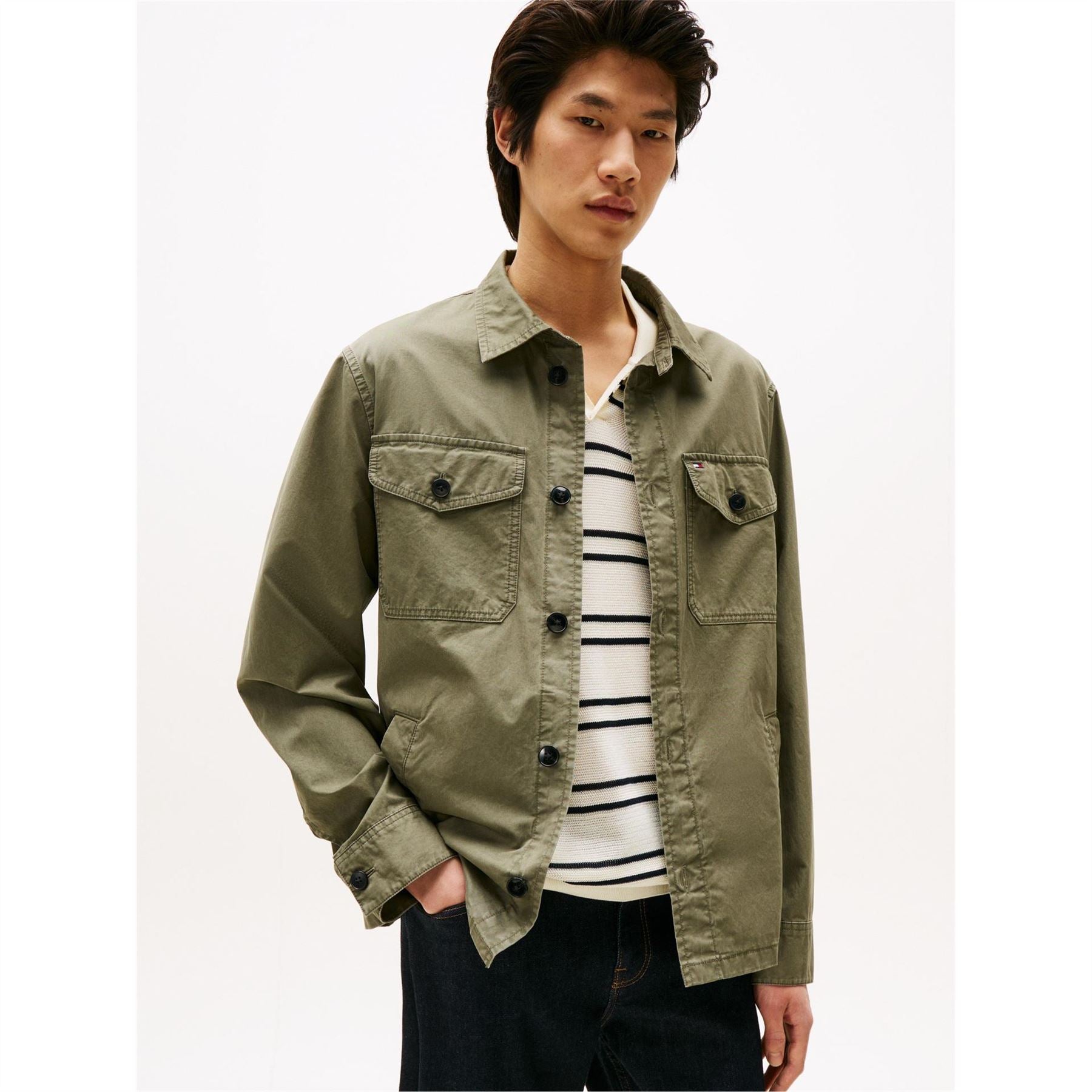Tommy Hilfiger Solid Patterned Chest Pocket Overshirt