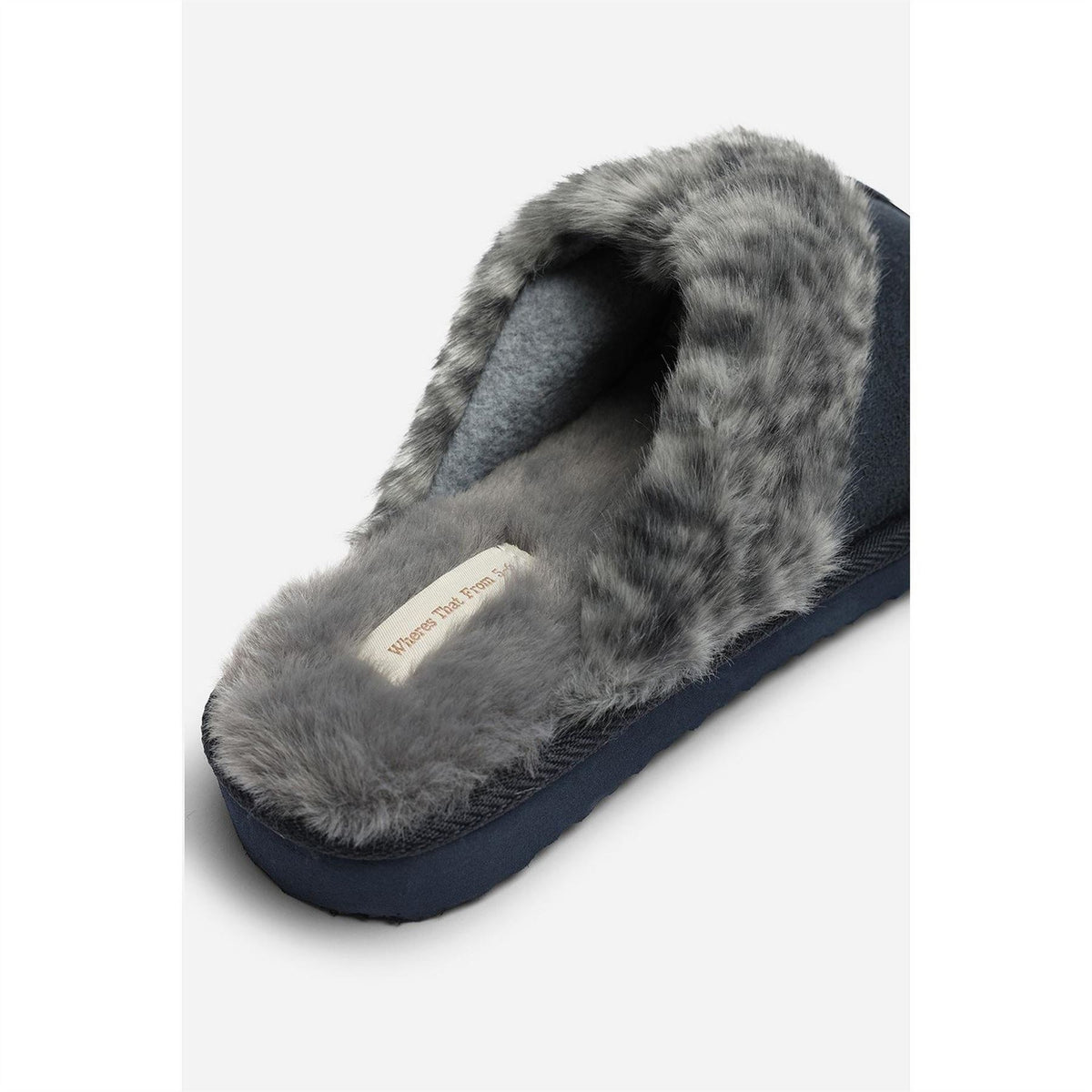 Wheres That From Leopard Faux Fur Trim Mule Slipper