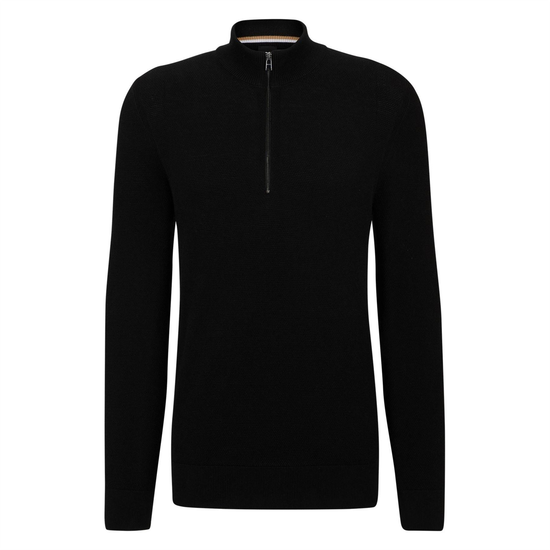 Boss Hbb Ebrando Black Zipped Crew Neck Jumper