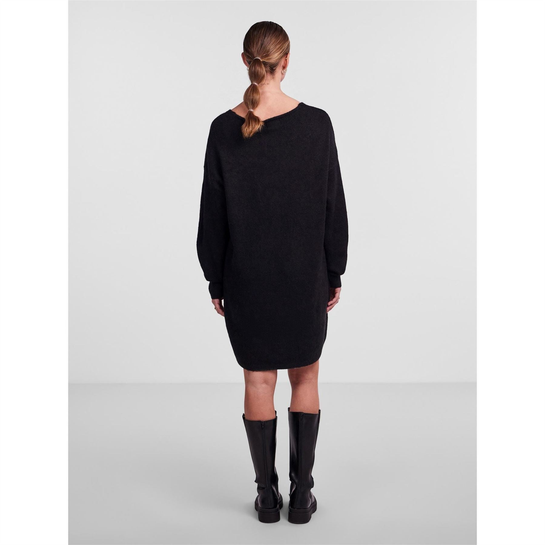 Pieces Knit Turtleneck Long Sleeve Midi Sweater Dress
