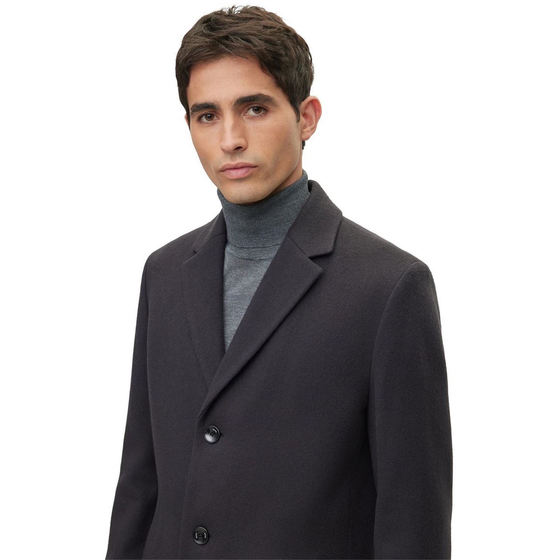 Boss Hyde Solid Patterned Lapel Collared Trench Coat