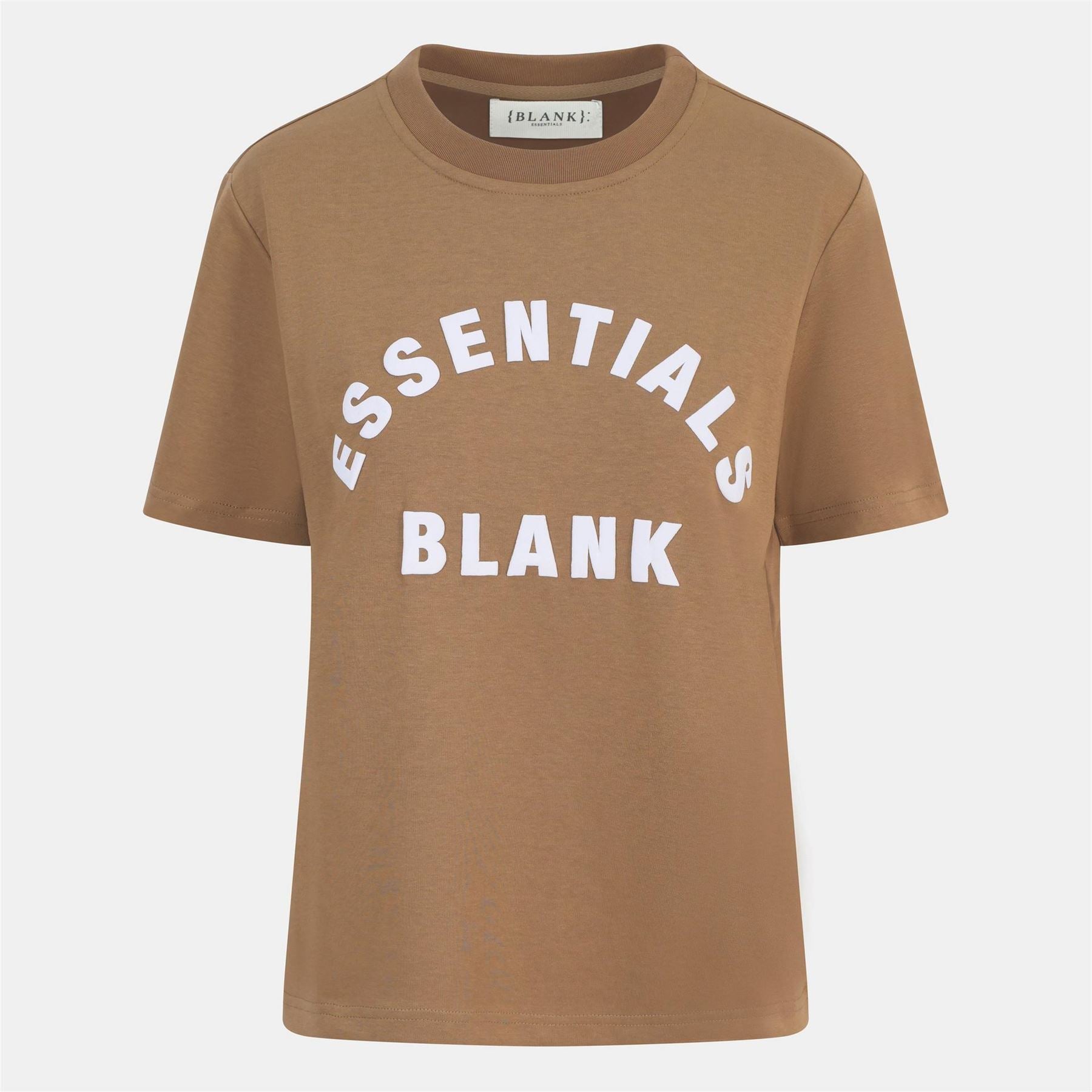 Blank Essentials Lettering Crew Neck Ribbed Collar Short Sleeve Boyfriend T-Shirt