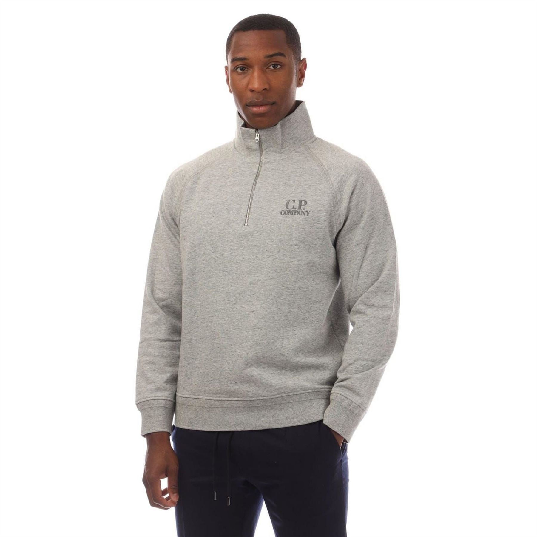 CP Company Raised Fleece Half Zip Logo Sweatshirt