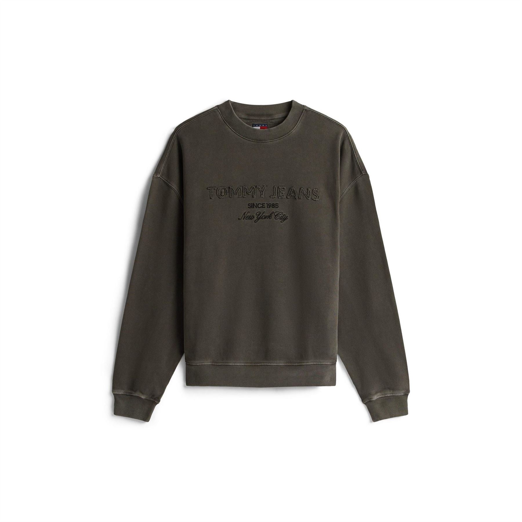 Tommy Jeans Embroidered Crew Neck Ribbed Collar Long Sleeve Sweatshirt