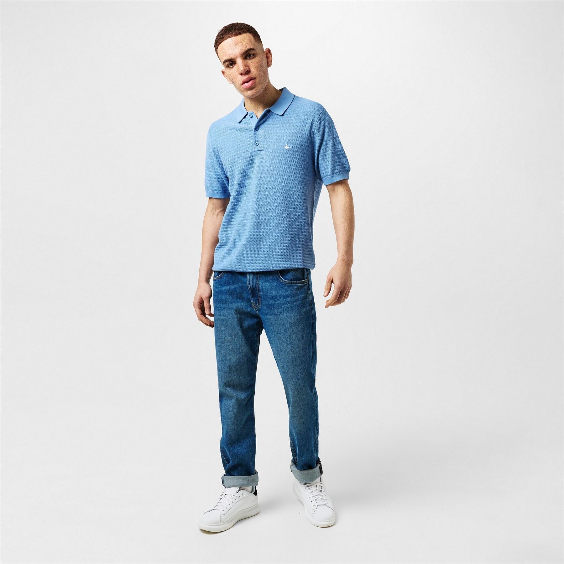 Jack Wills Herringbone Short Sleeve Polo Shirt
