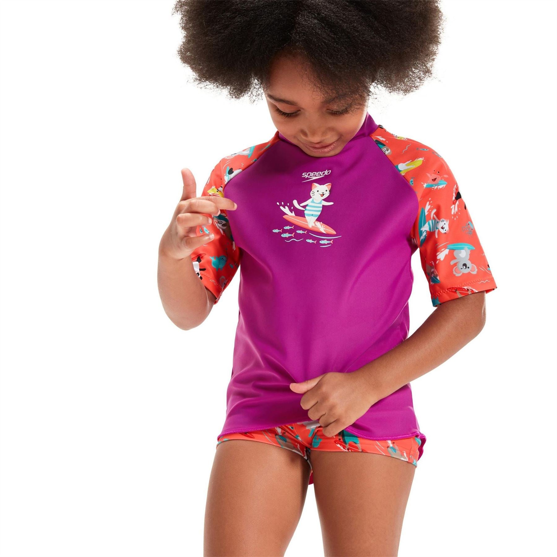 Speedo Cat Graphic Mock Neck Regular Fit T-Shirt