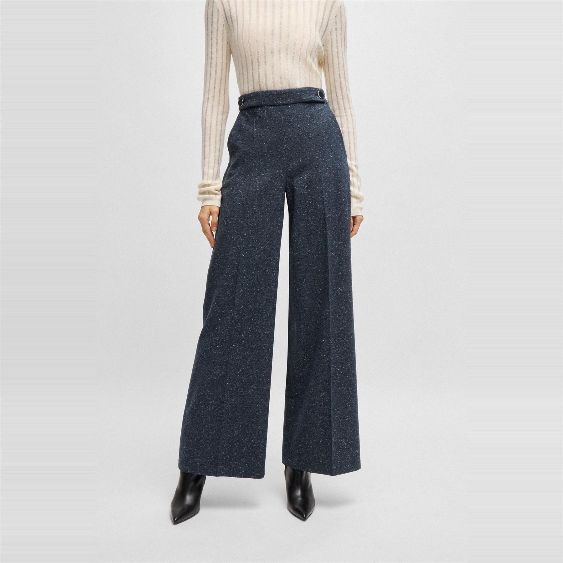 Boss Tupita Heathered Patterned Wide Leg Trousers