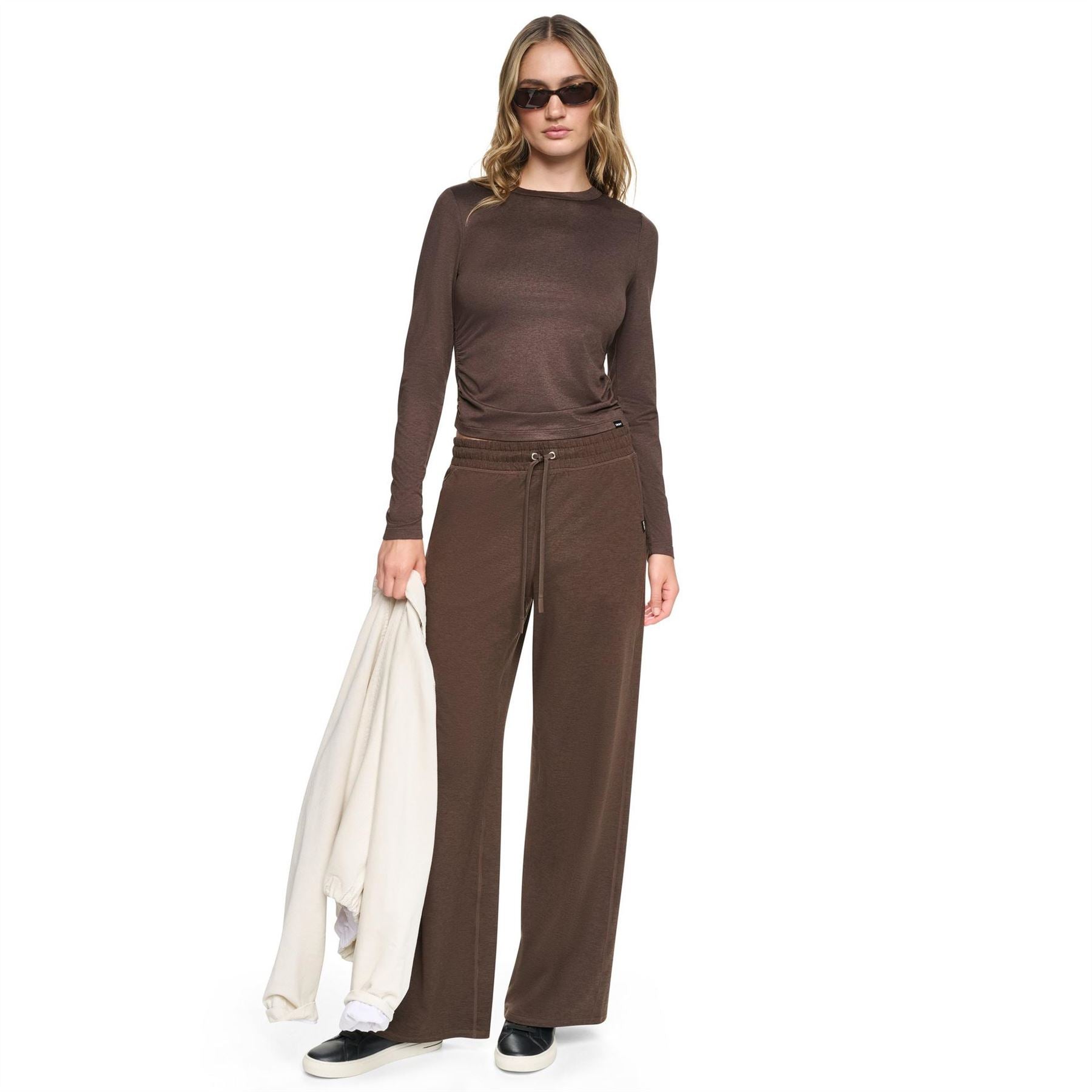 DKNY Long Sleeve Ruched Slim Fit T-Shirt
