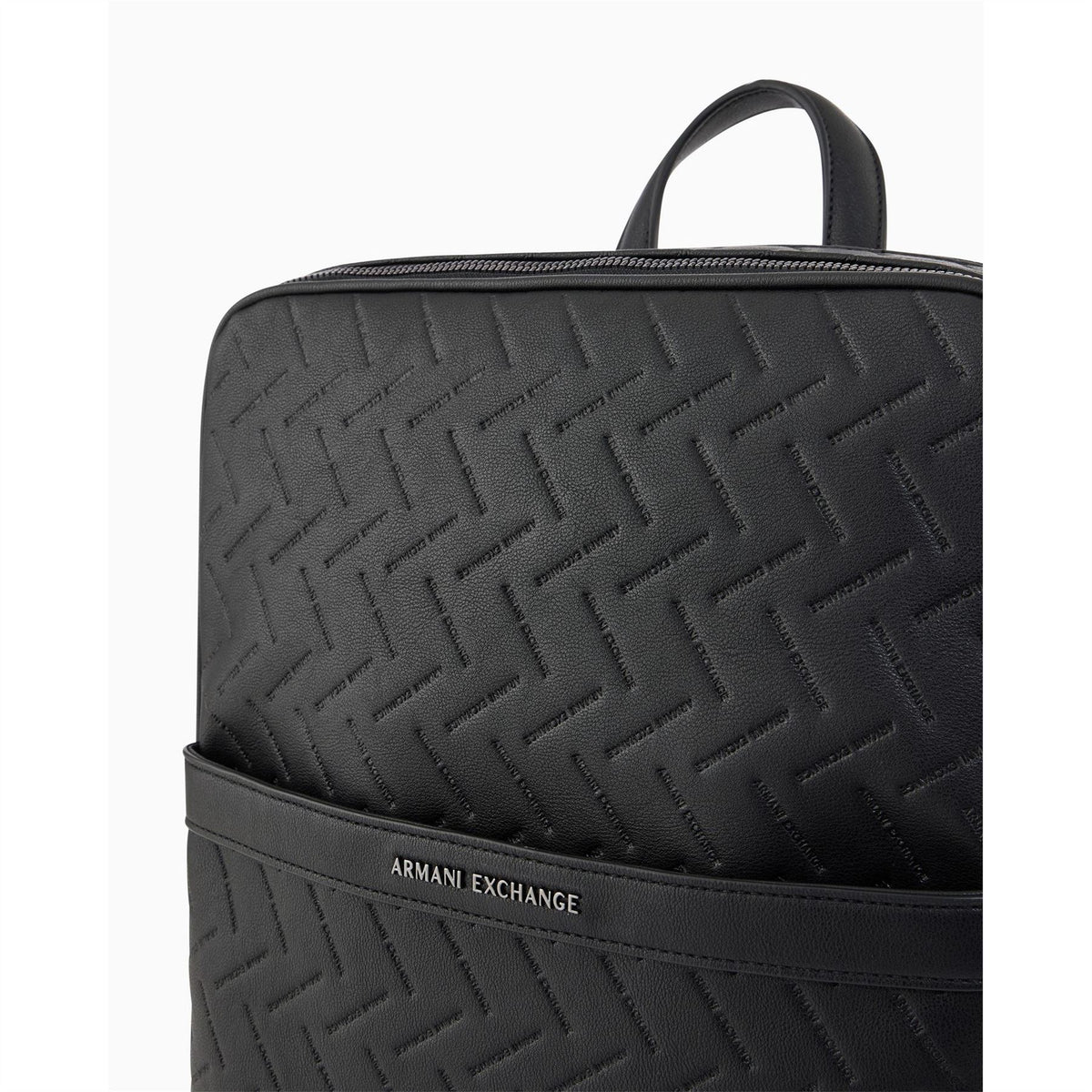Armani Exchange All Over Logo Faux Leather Backpack