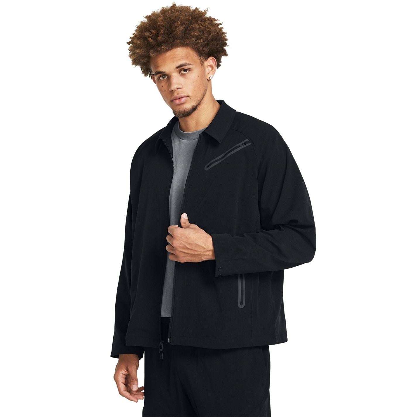 Under Armour Solid Patterned Bomber Jacket with Zipped Pocket