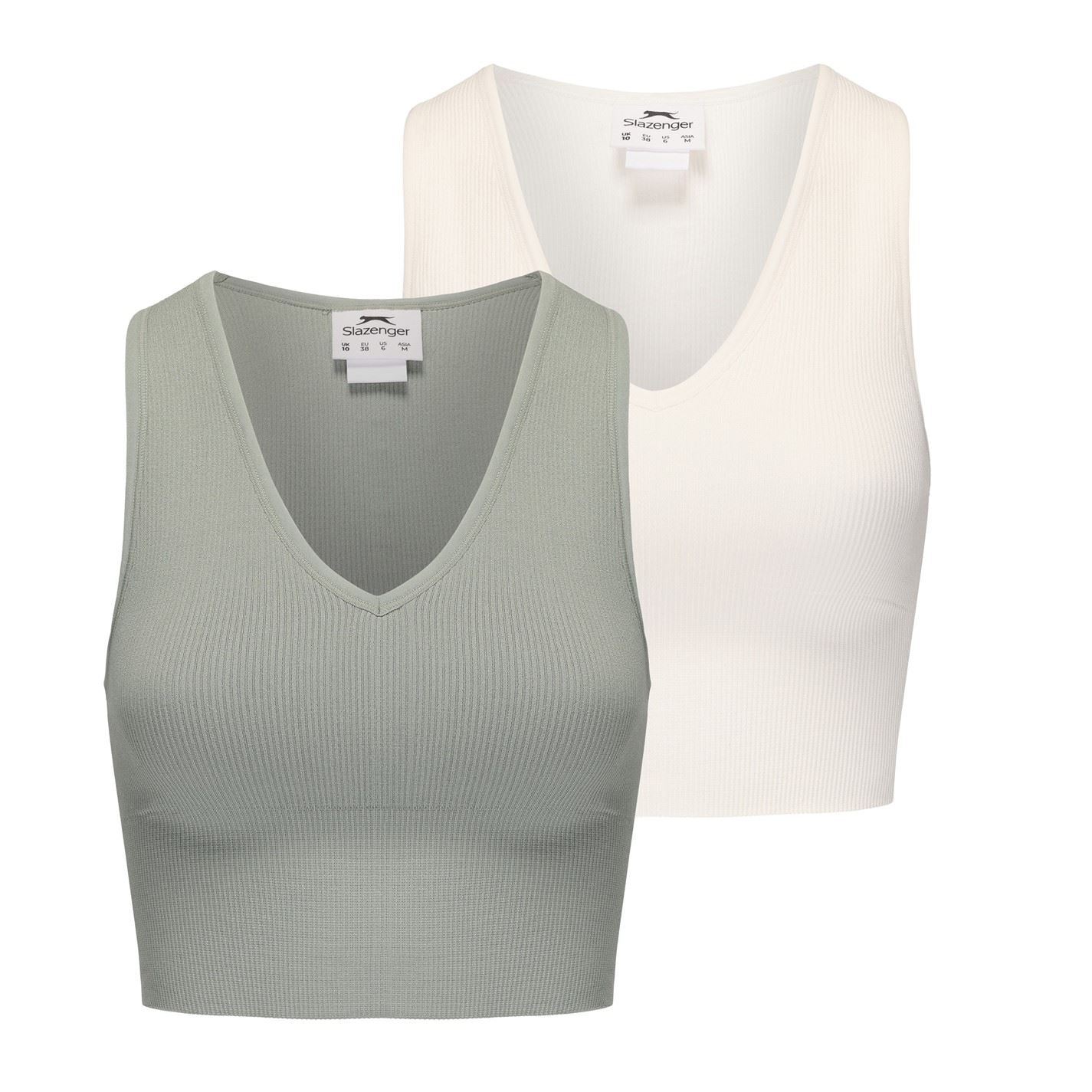 Slazenger 2 Pack Cropped Slim Fit V-Neck Tank