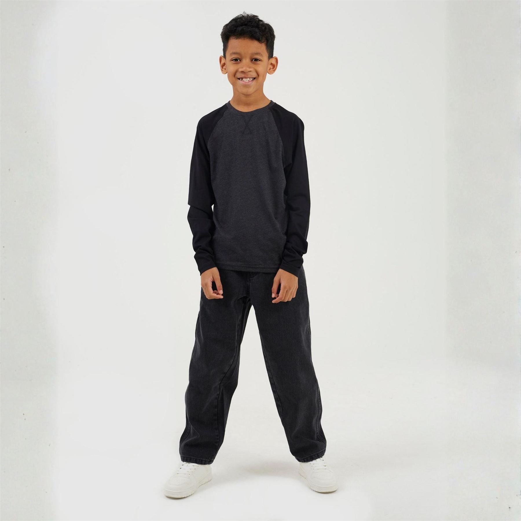 Brave Soul Boys Long Sleeve Crew Neck Tee With Contrast Raglan Sleeves