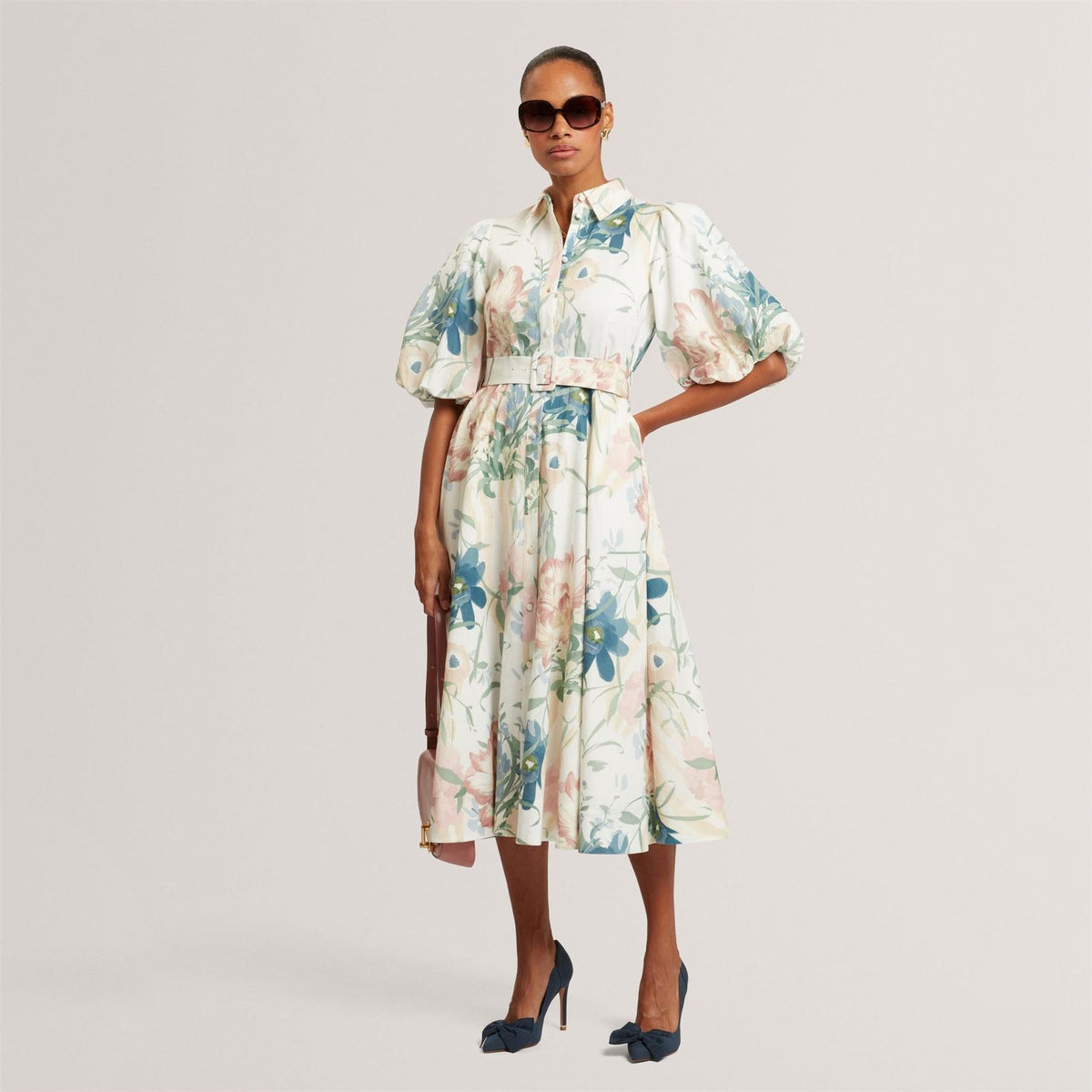 Ted Baker Puff Sleeved Midi Dress