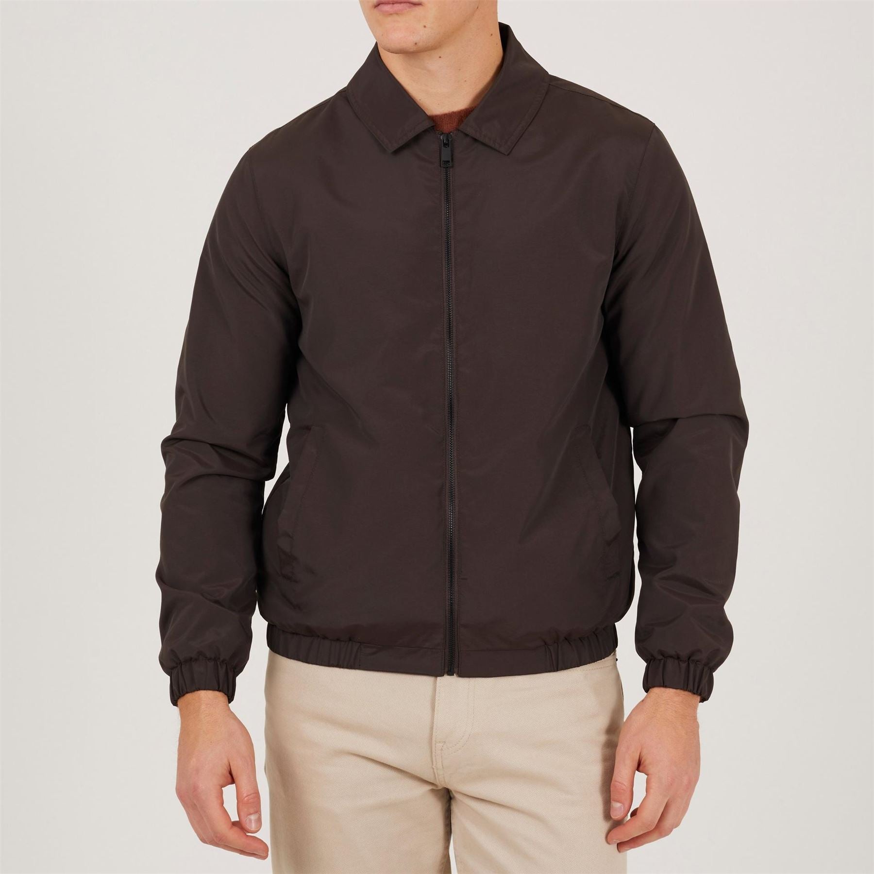 Brave Soul Mens Lightweight Brown Harrington Jacket