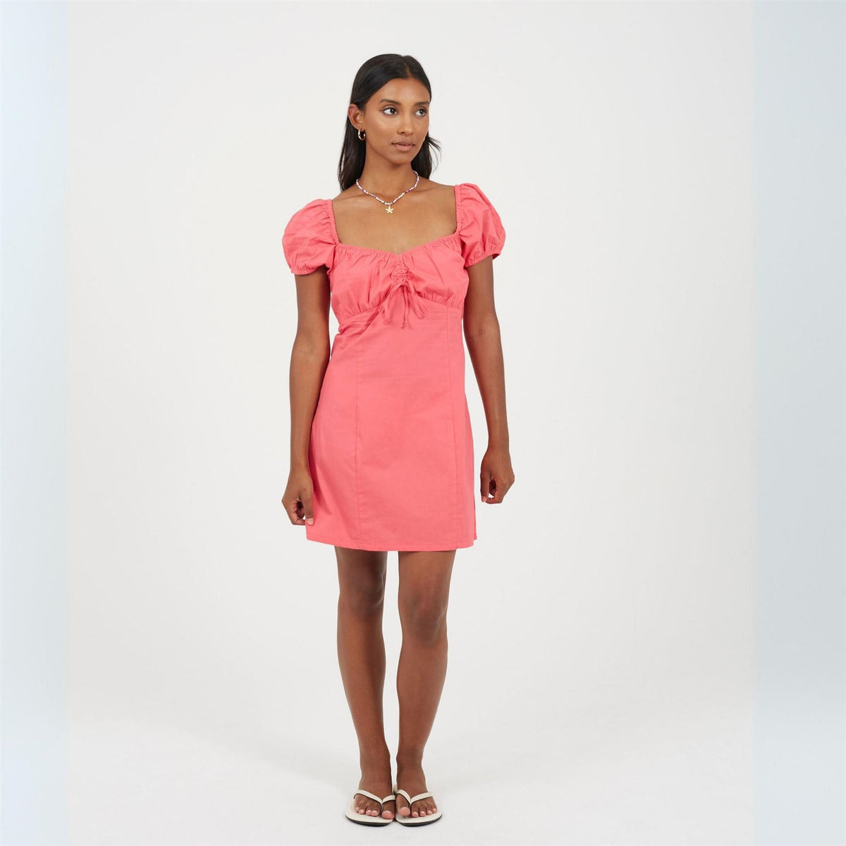 Brave Soul Puff Sleeve Mini Dress with Sweetheart Neckline