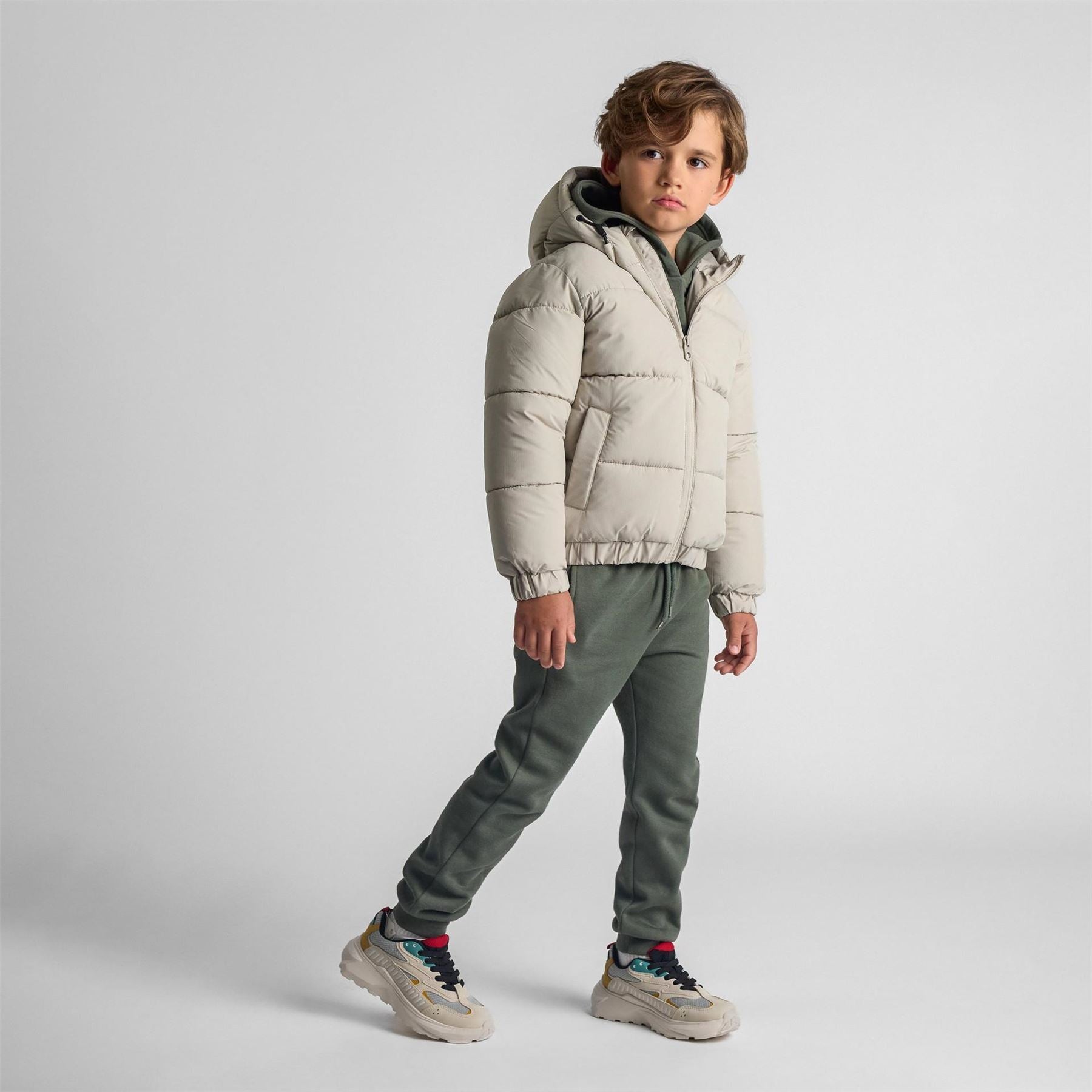 Minoti Boys Ripstop Jacket High Collar Elastic Cuffs Grey