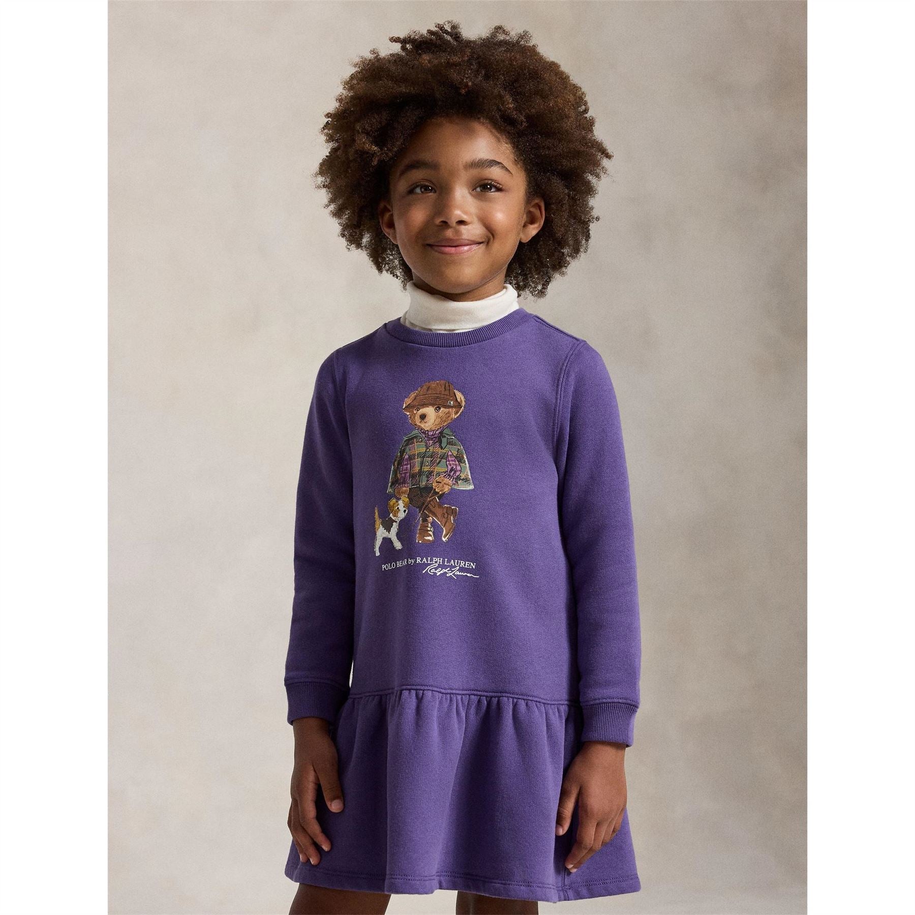 Polo Ralph Lauren Bear Long Sleeve Cotton Fleece Jumper Dress