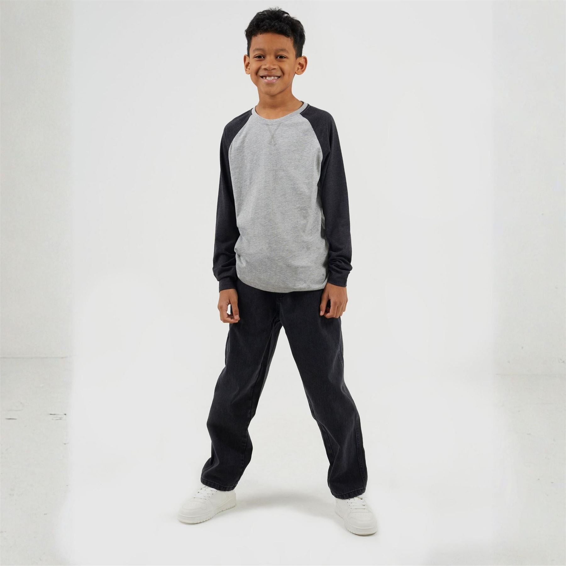 Brave Soul Boys Long Sleeve Crew Neck Tee With Contrast Raglan Sleeves