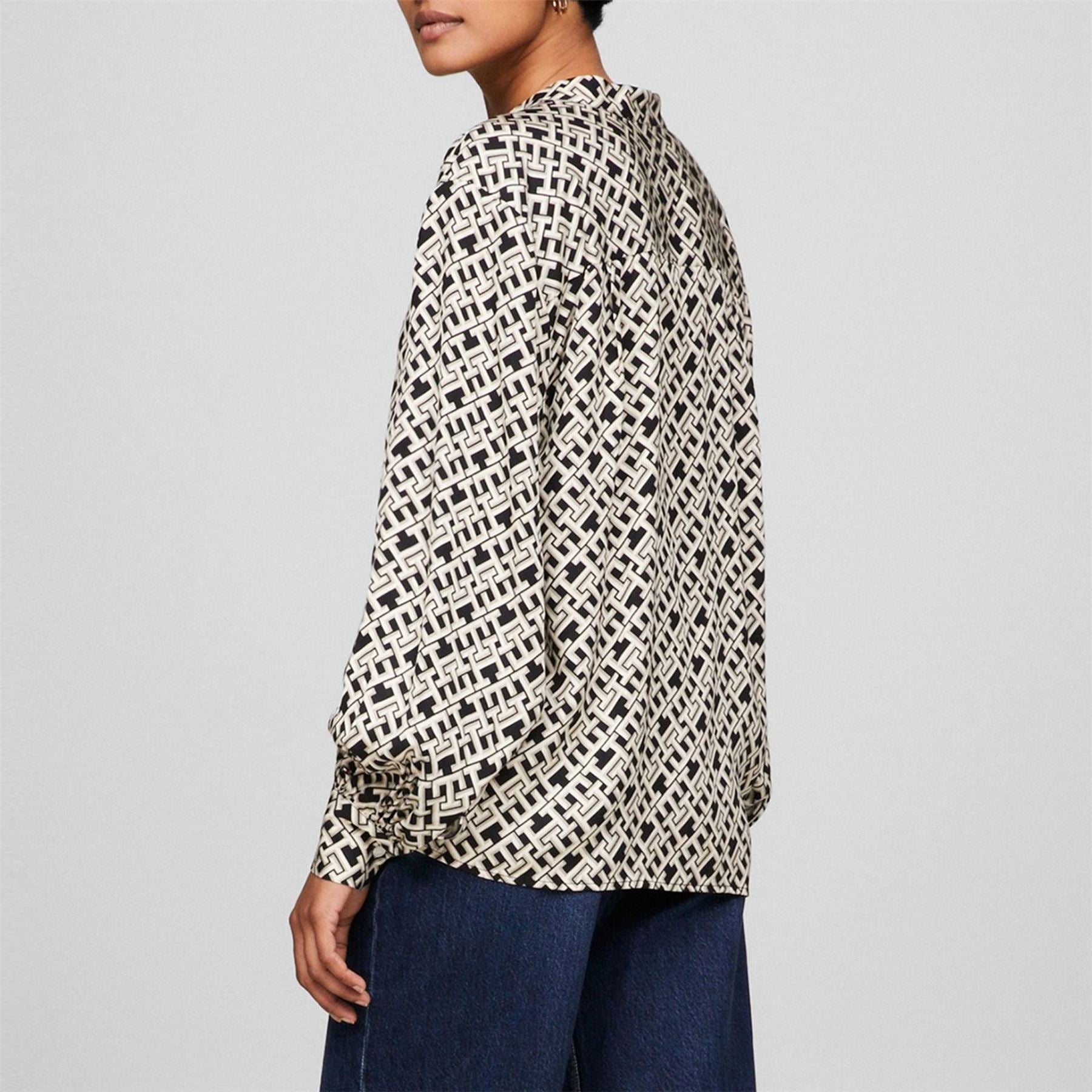 Tommy Hilfiger High Neck Relaxed Fit Long Sleeve Blouse