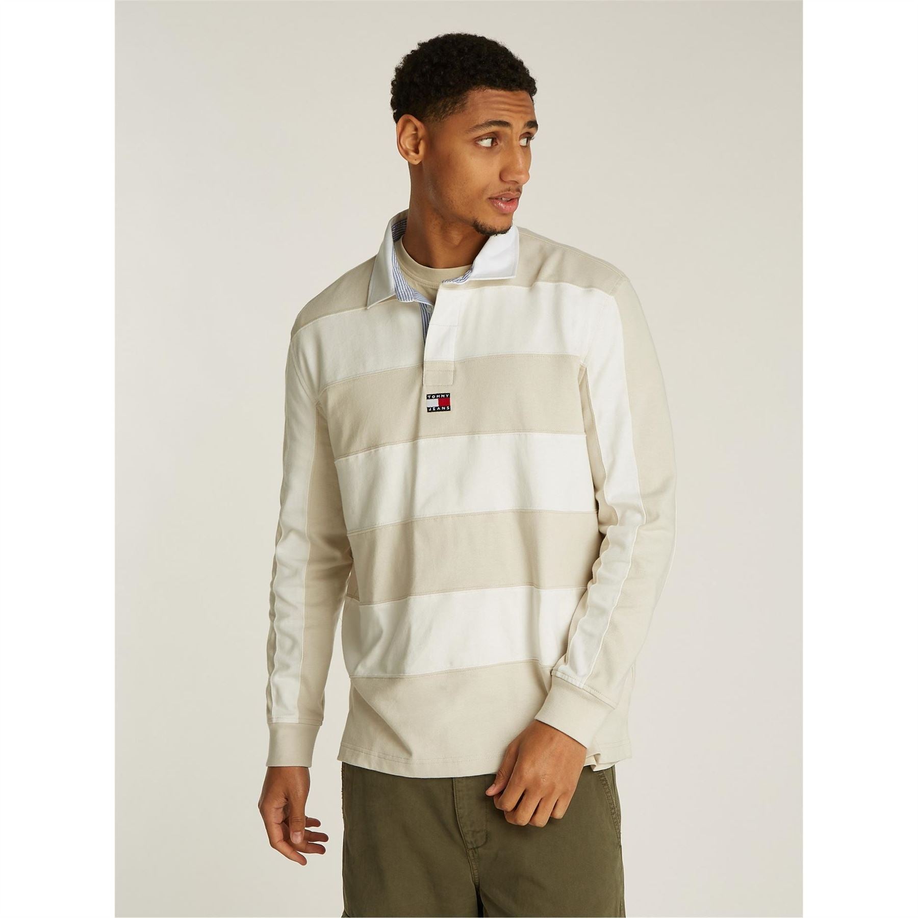 Tommy Jeans Entry Stripe Badge Long Sleeve Rugby Polo Shirt