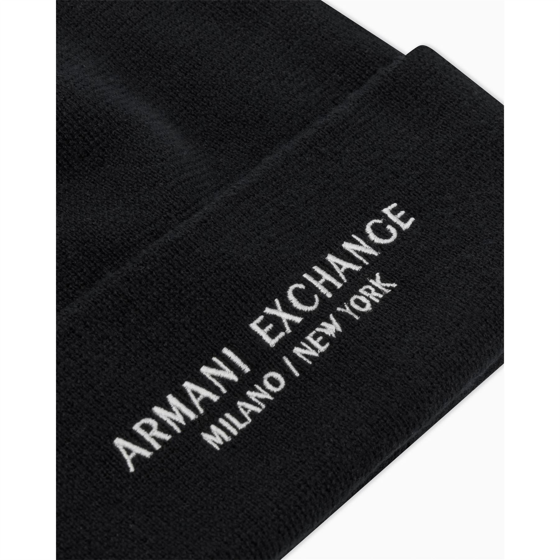 Armani Exchange Exchange Lettering Turn Up Brim Beanie