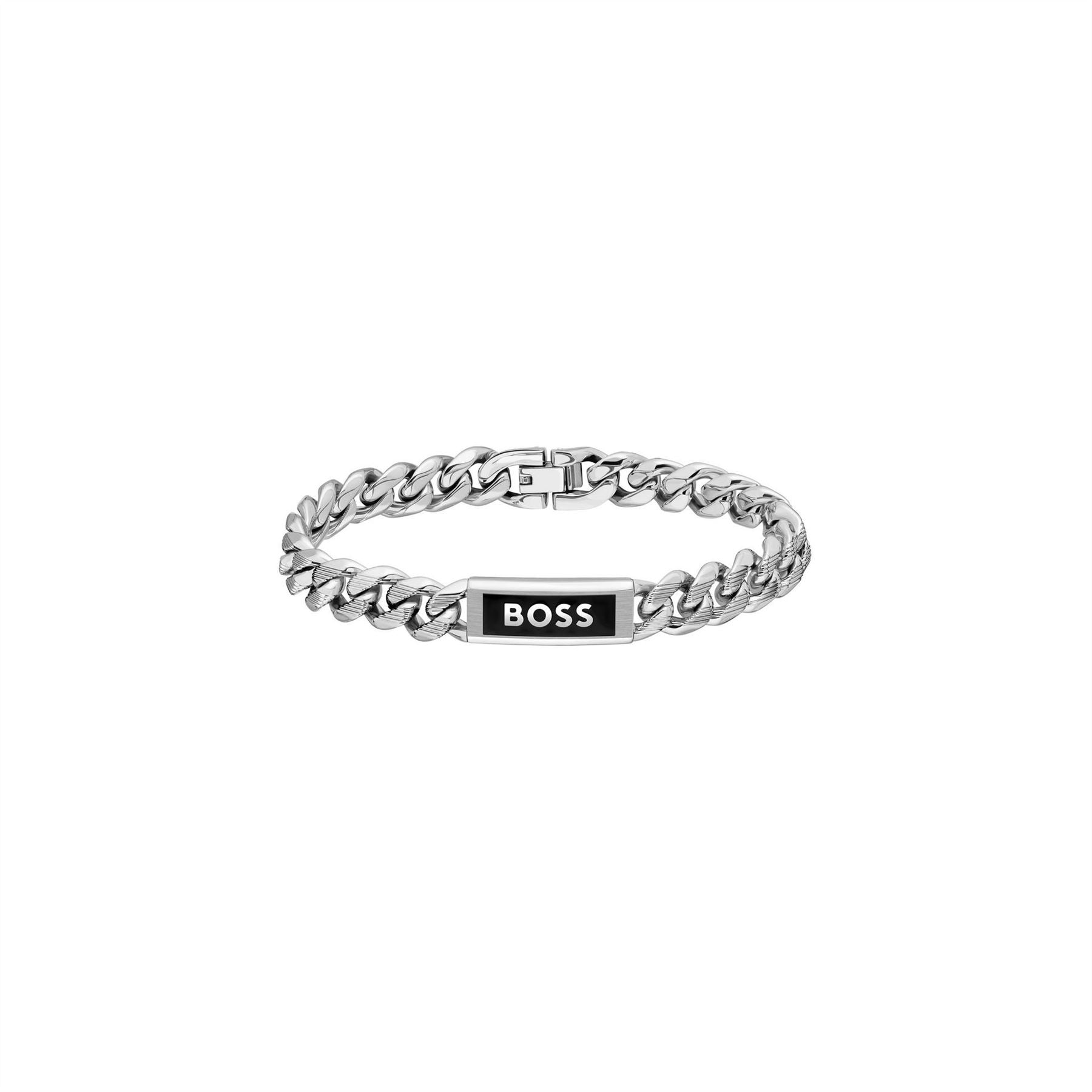 Boss Kassy Emblem Stainless Steel Black Ip Pendant Bracelet