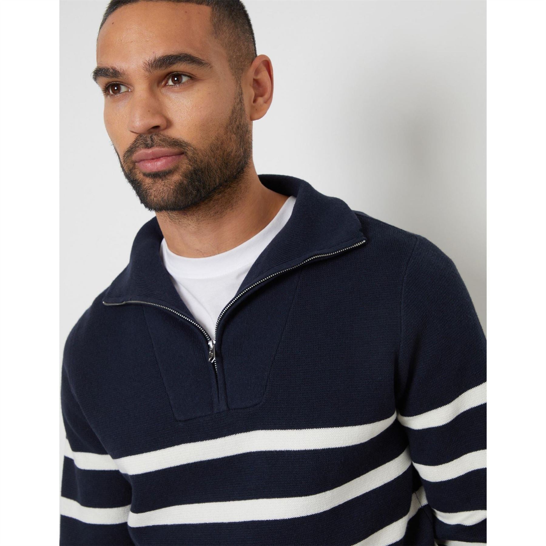 Threadbare Havenscroft Quarter Zip Knitted Jumper